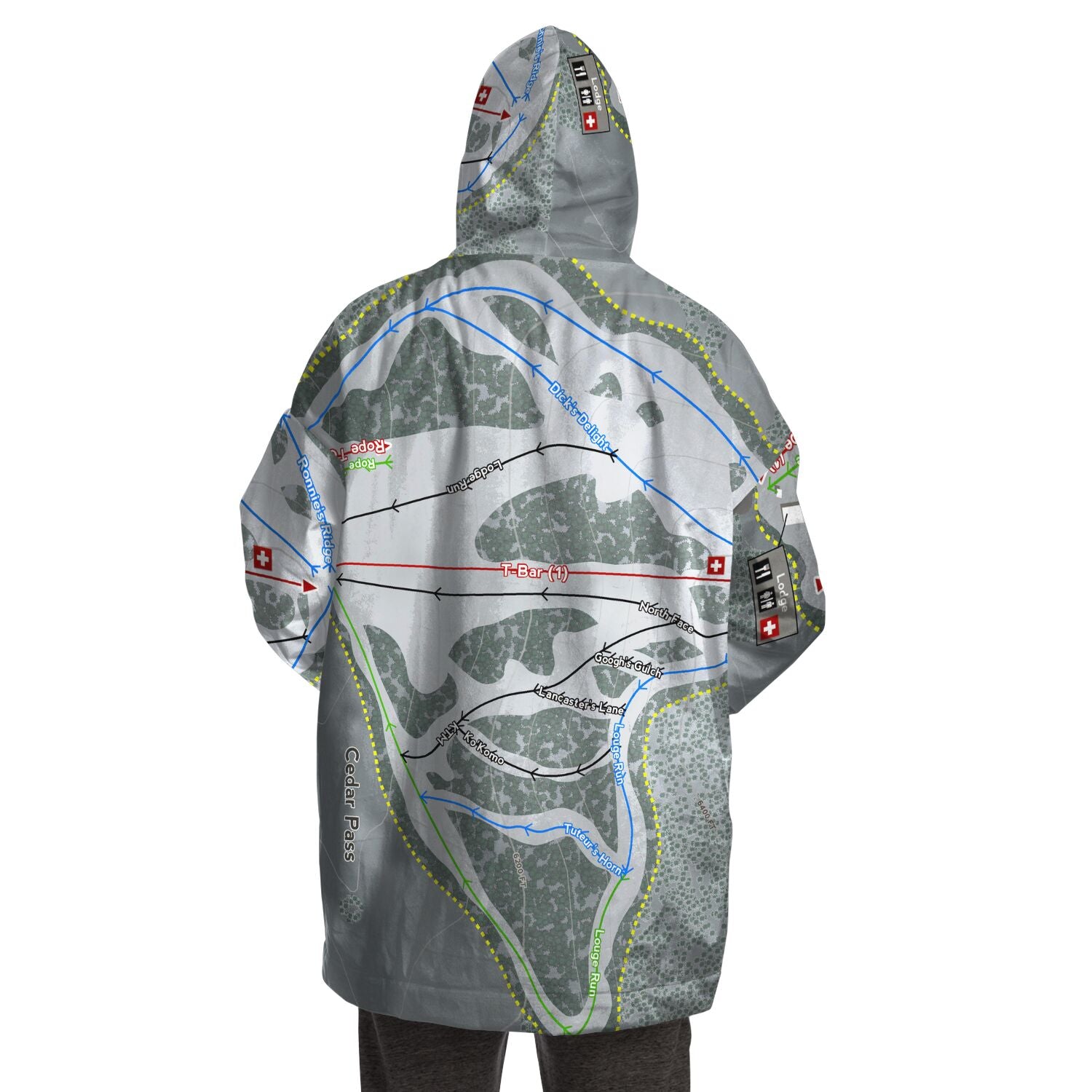 Cedar Pass, California Ski Trail Map - Snug Hoodie