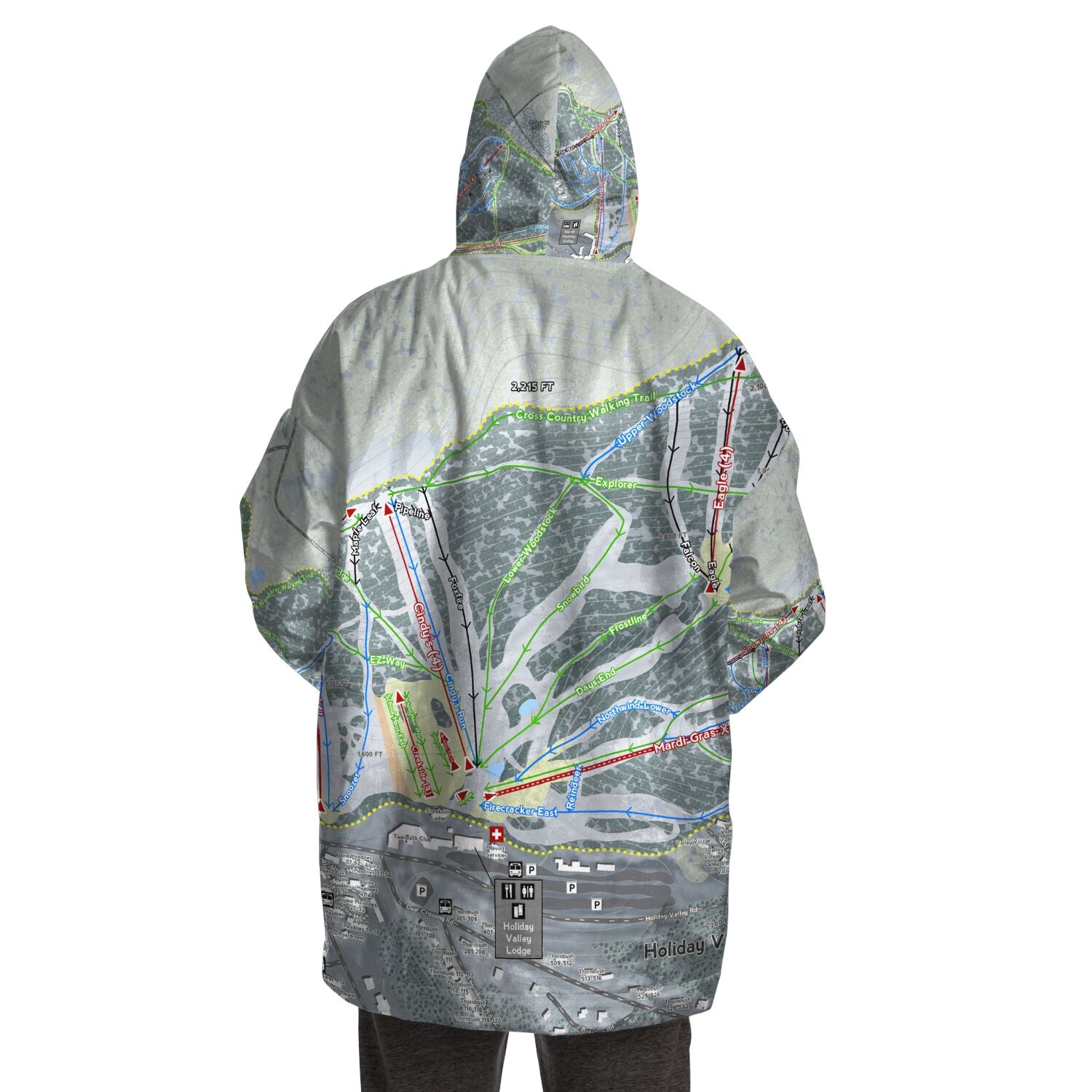 Holiday Valley, New York Ski Trail Map - Snug Hoodie