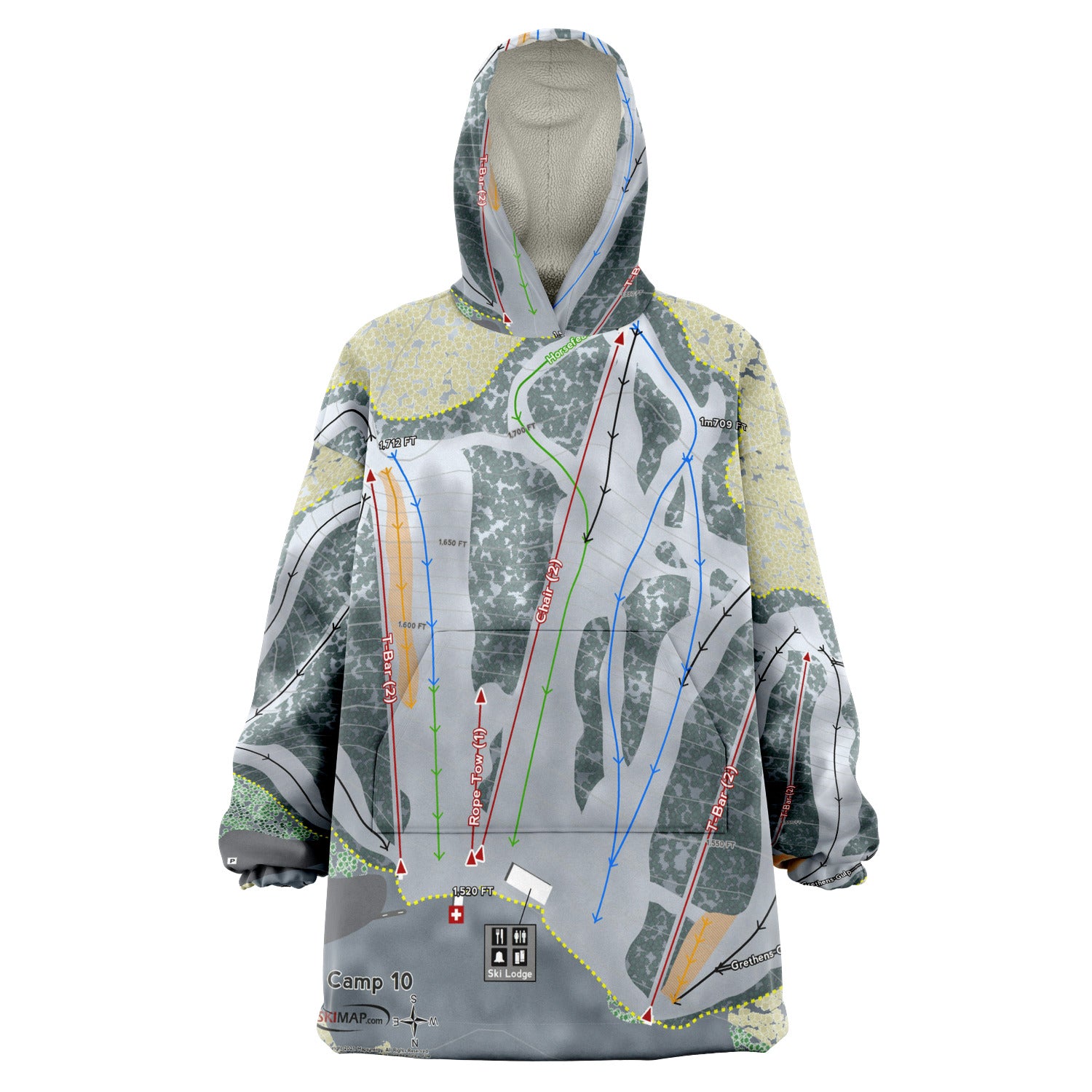 Camp 10, Wisconsin Ski Trail Map - Snug Hoodie