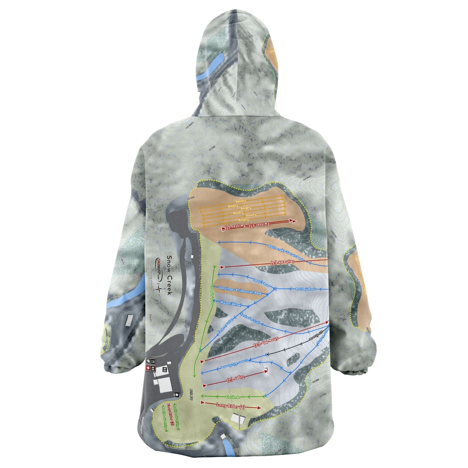 Snow Creek, Missouri Ski Trail Map Snug Hoodie