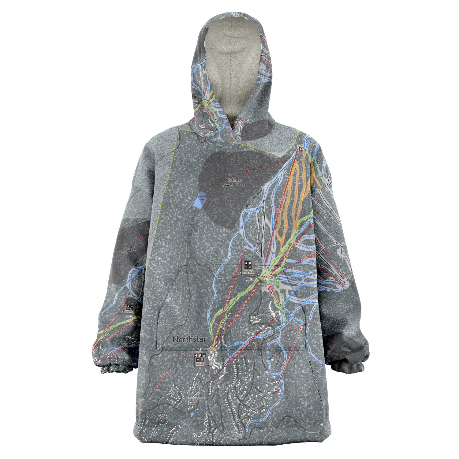 Northstar, California Ski Trail Map - Snug Hoodie