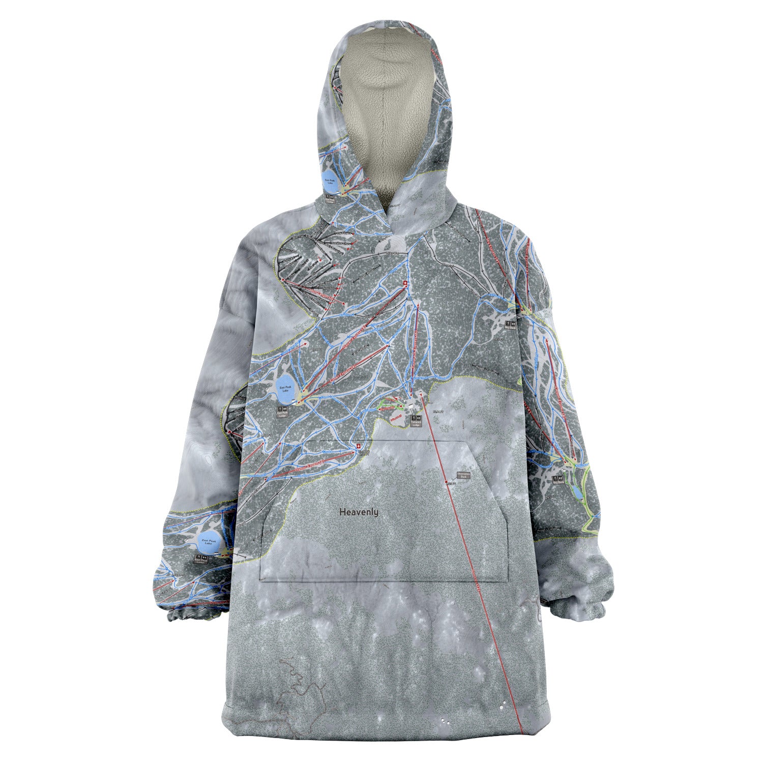 Heavenly, Nevada Ski Trail Map - Snug Hoodie