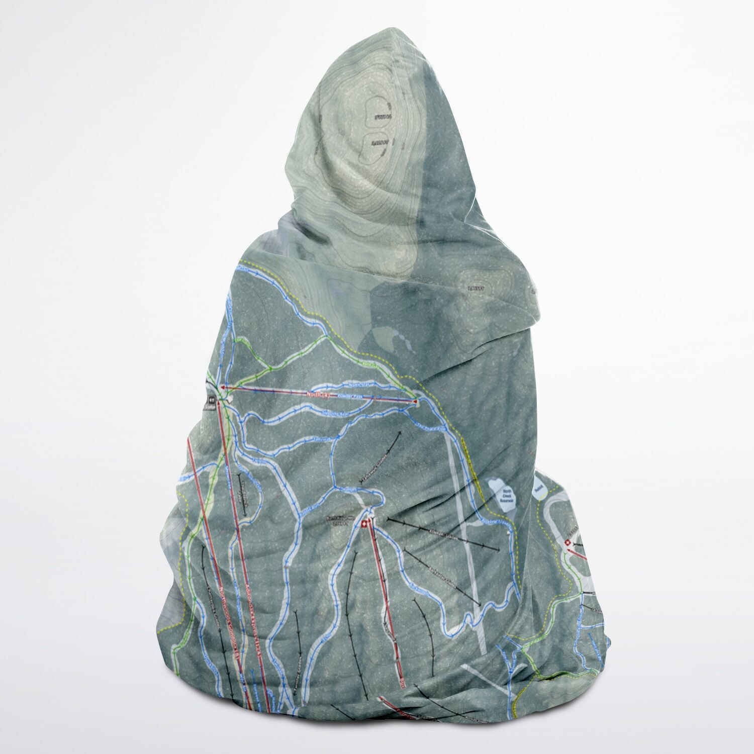 Gore Mountain, New York Ski Trail Map - Youth Hooded Blanket