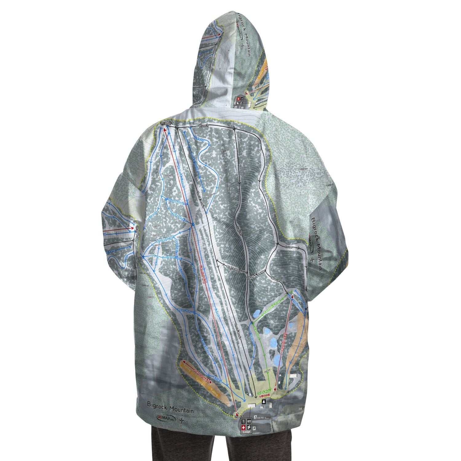 Bigrock Mountain, Maine Ski Trail Map - Snug Hoodie