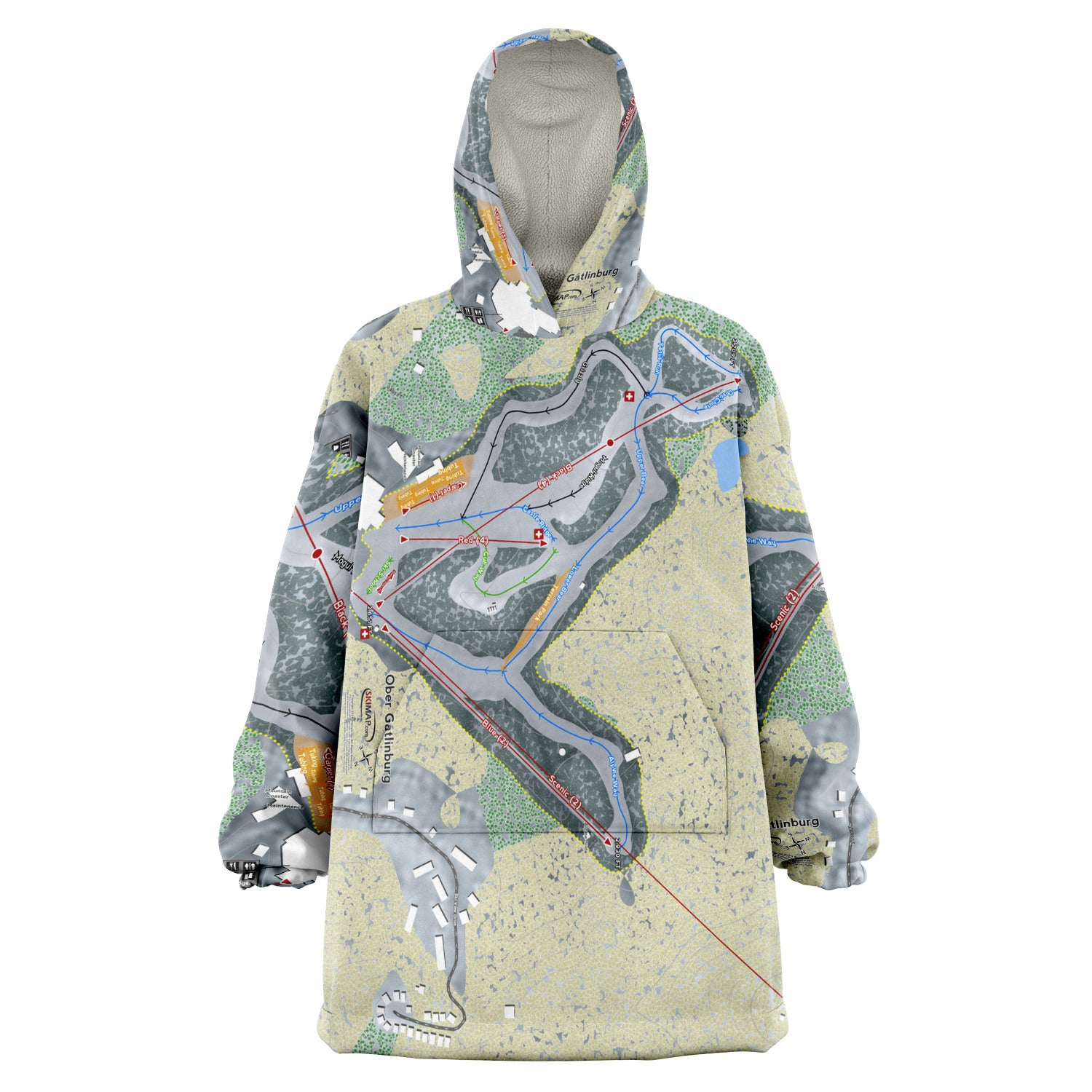 Ober Gatlinburg, Tennessee Ski Trail Map - Snug Hoodie