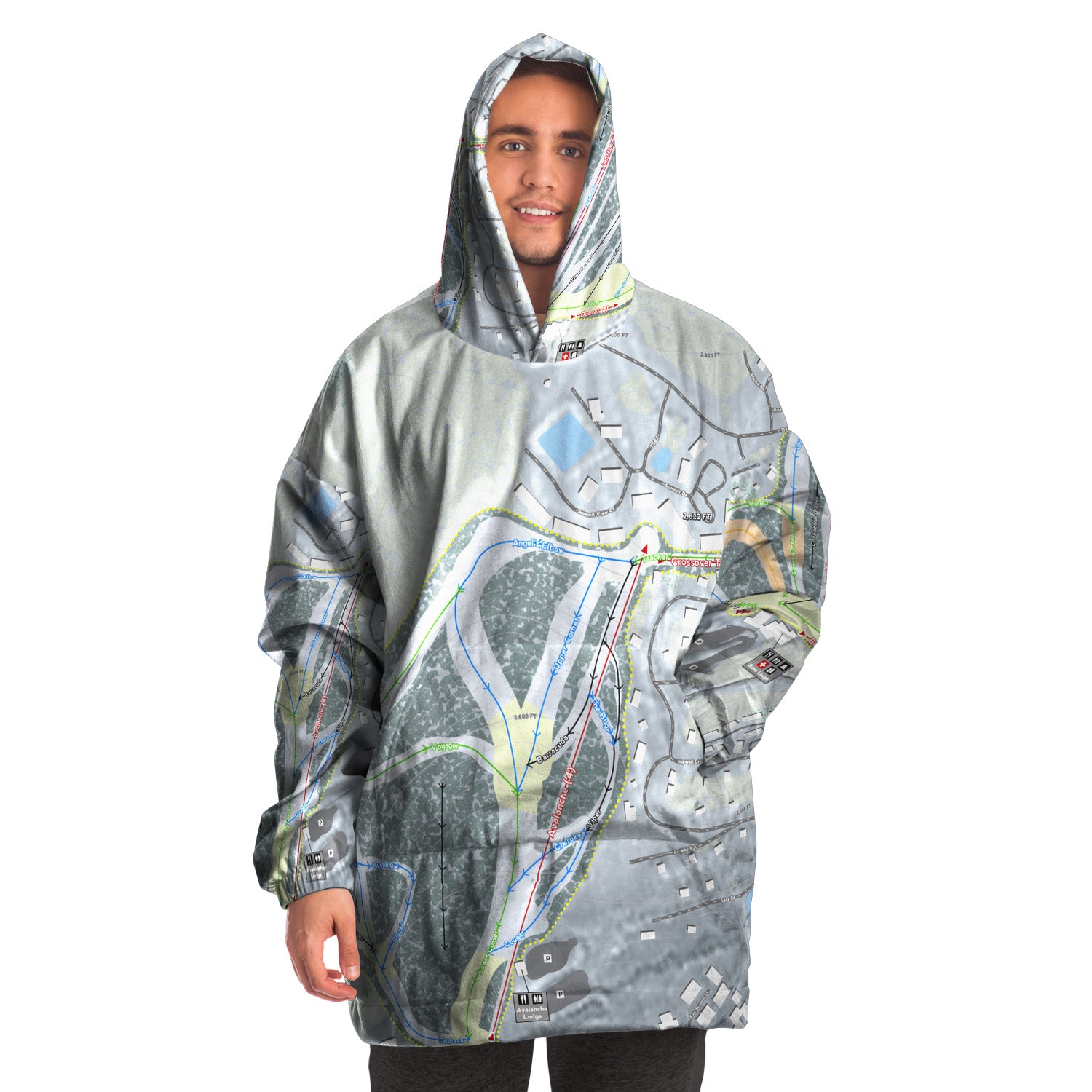 Hidden Valley, Pennsylvania Ski Trail Map Snug Hoodie