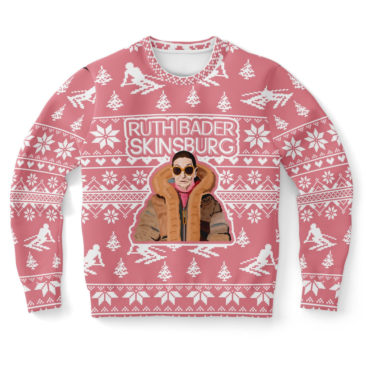 Ruth Bader Skinsburg Ugly Christmas Sweater for Skiers