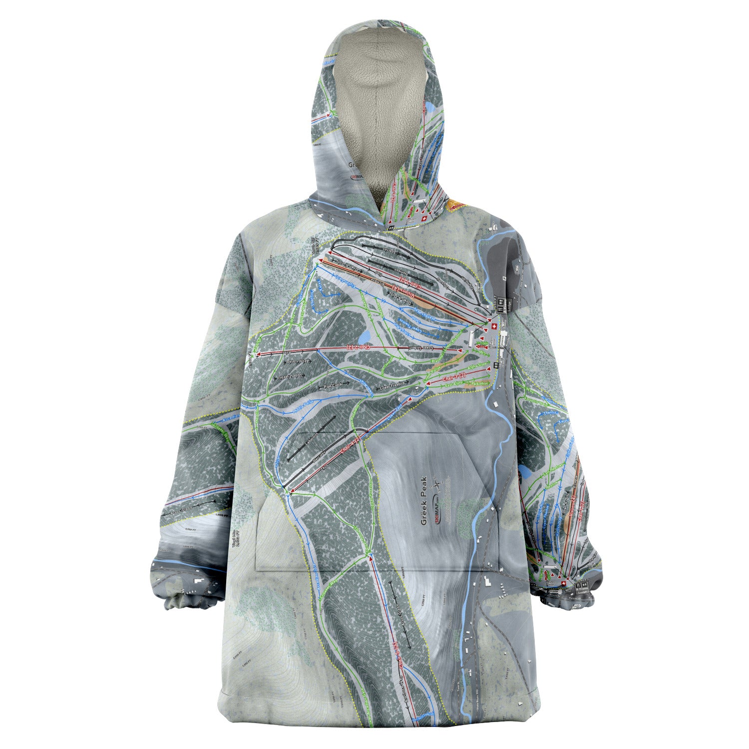 Greek Peak, New York Ski Trail Map - Snug Hoodie