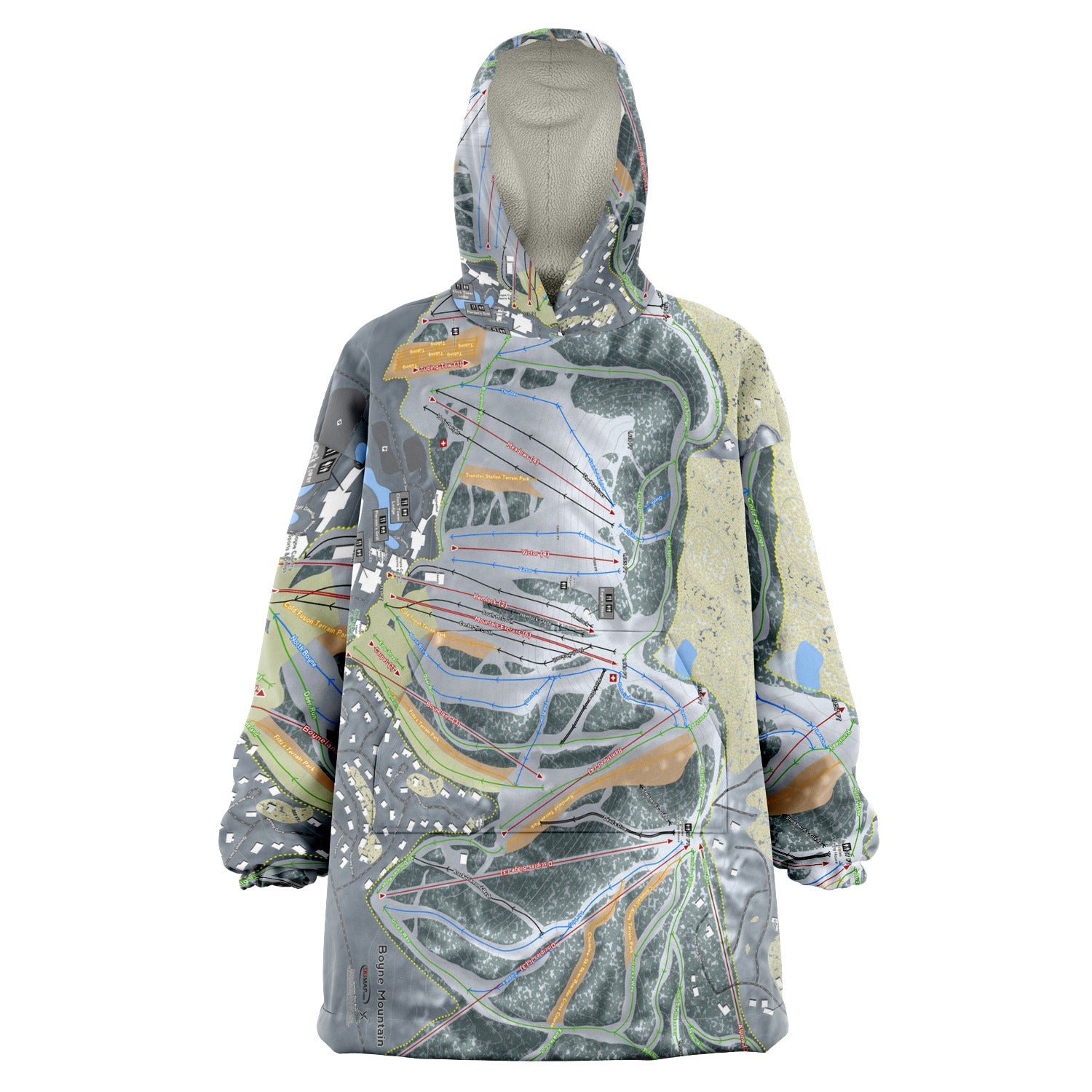 Boyne Mountain, Michigan Ski Trail Map Snug Hoodie