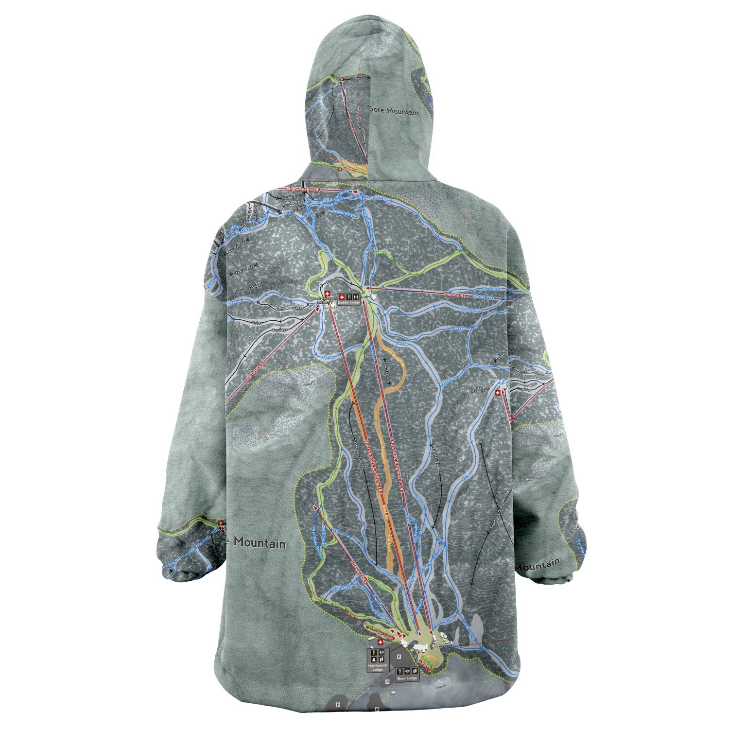 Gore Mountain, New York Ski Trail Map - Snug Hoodie