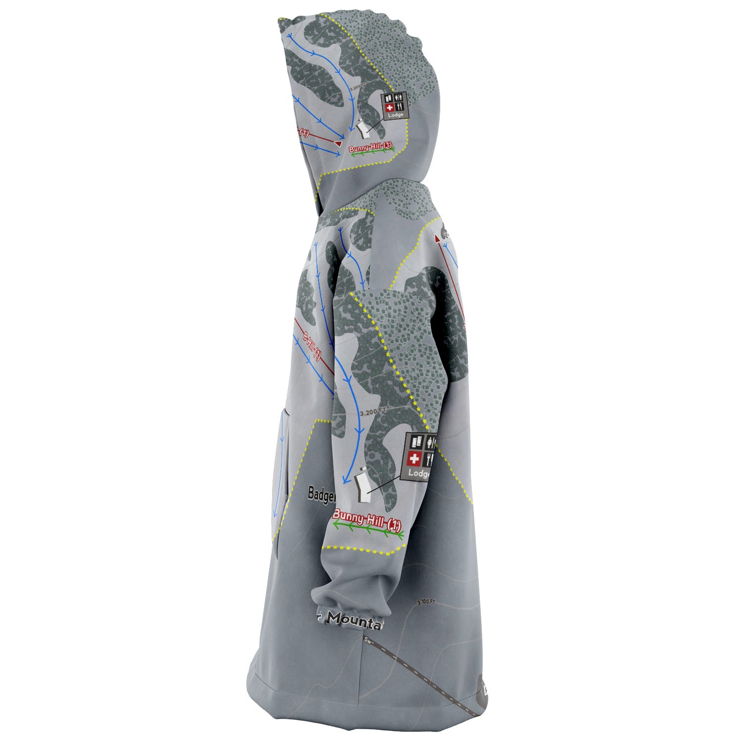 Badger Mountain, Washington Ski Trail Map - Snug Hoodie