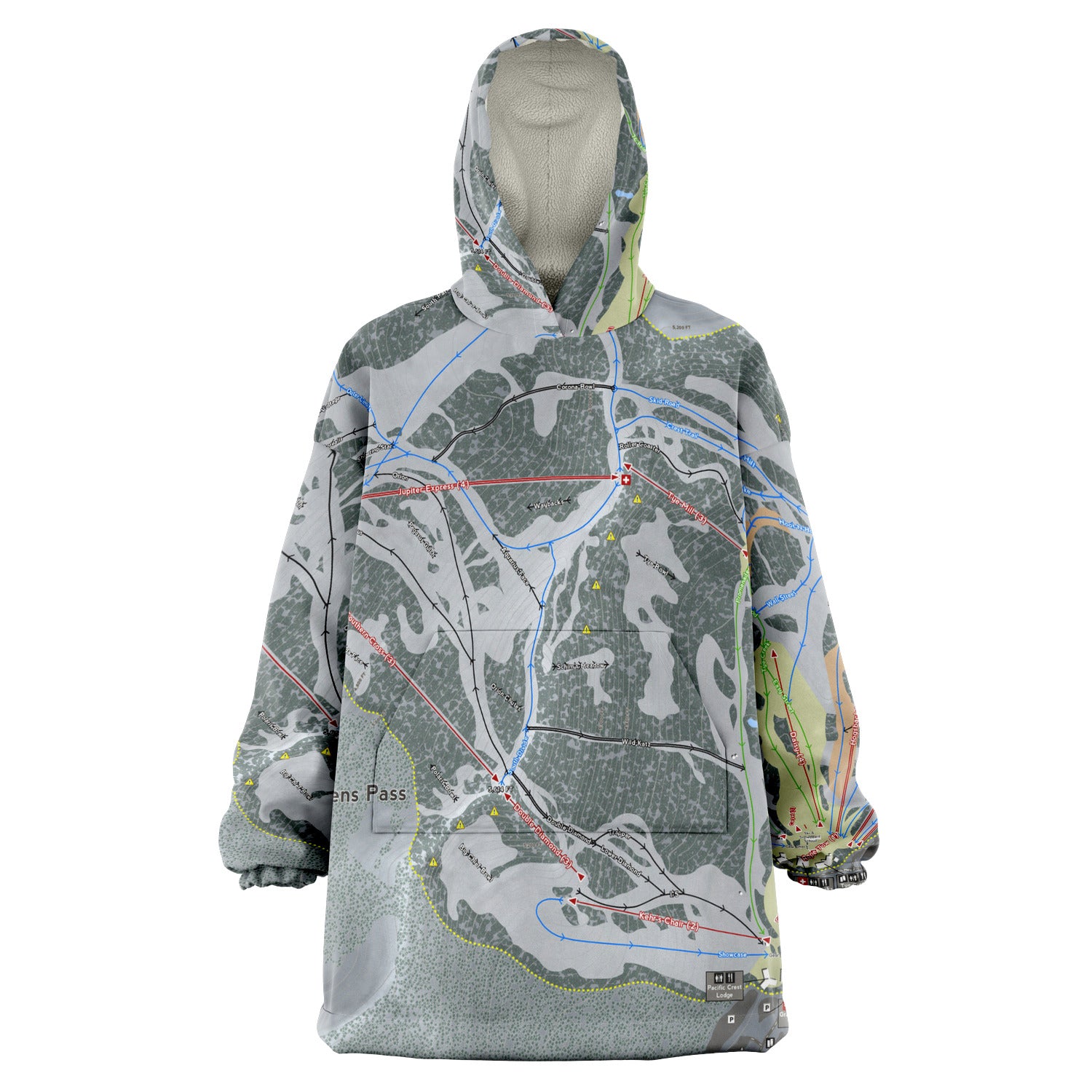 Stevens Pass, Washington Ski Trail Map - Snug Hoodie