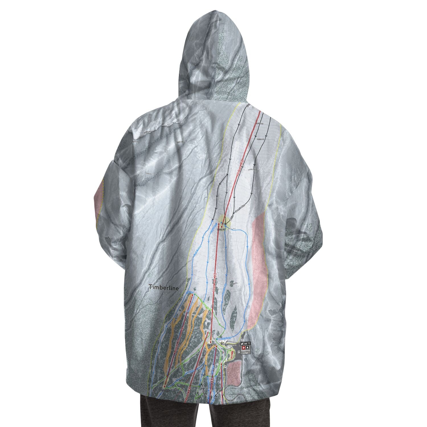 Timberline, Oregon Ski Trail Map - Snug Hoodie