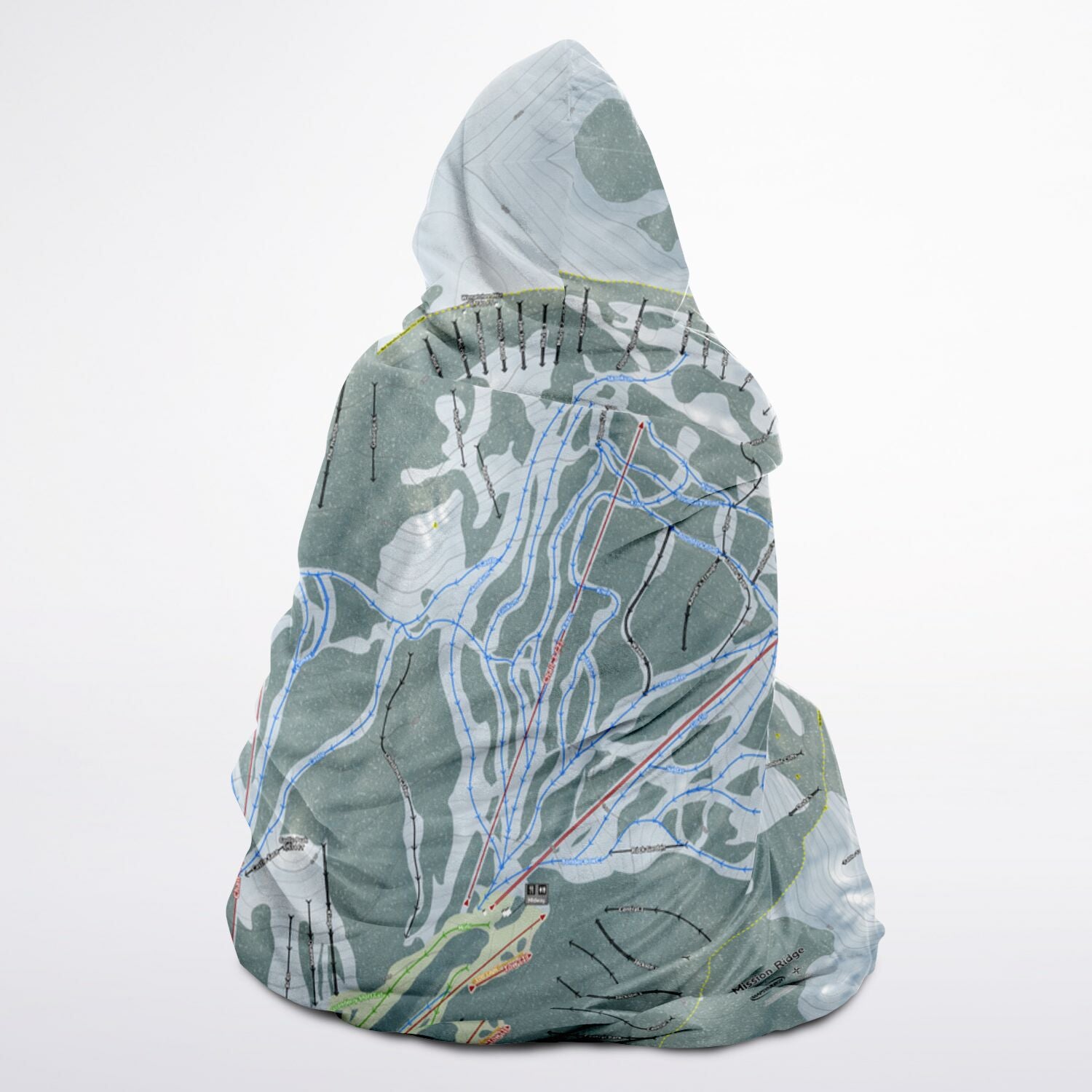 Mission Ridge, Washington Ski Trail Map - Adult Hooded Blanket