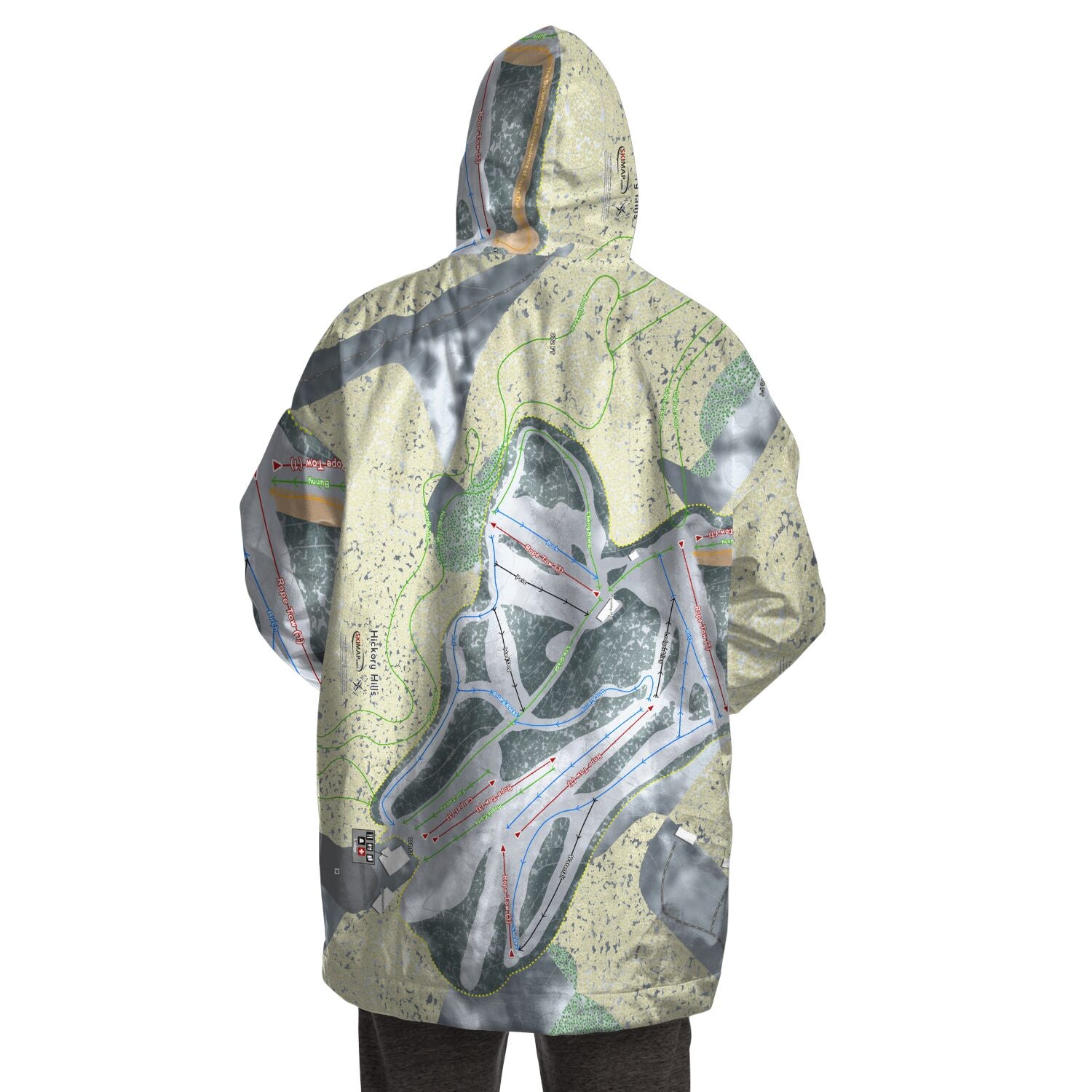 Hickory Hills, Michigan Ski Trail Map Snug Hoodie