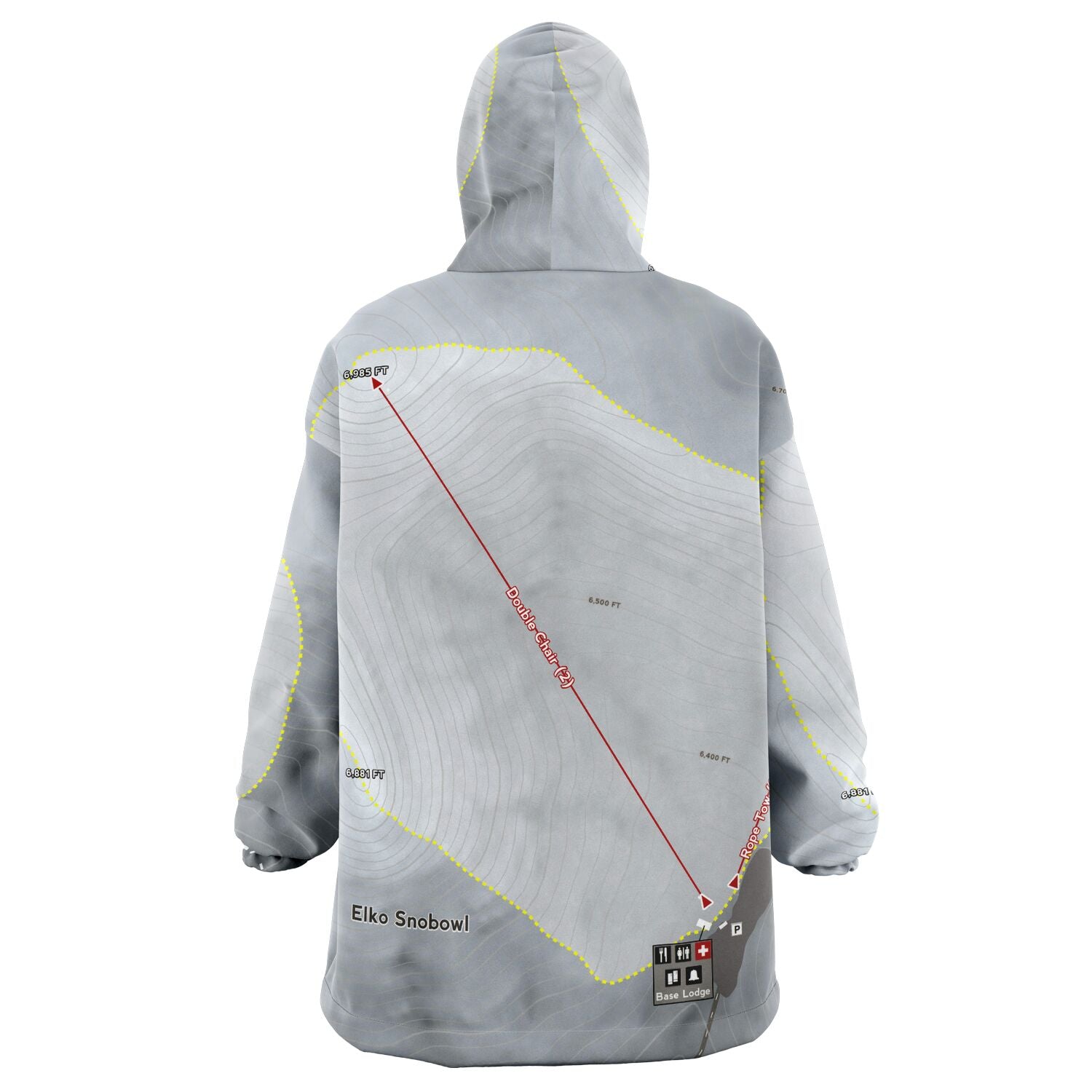 Elko Snobowl, Nevada Ski Trail Map - Snug Hoodie