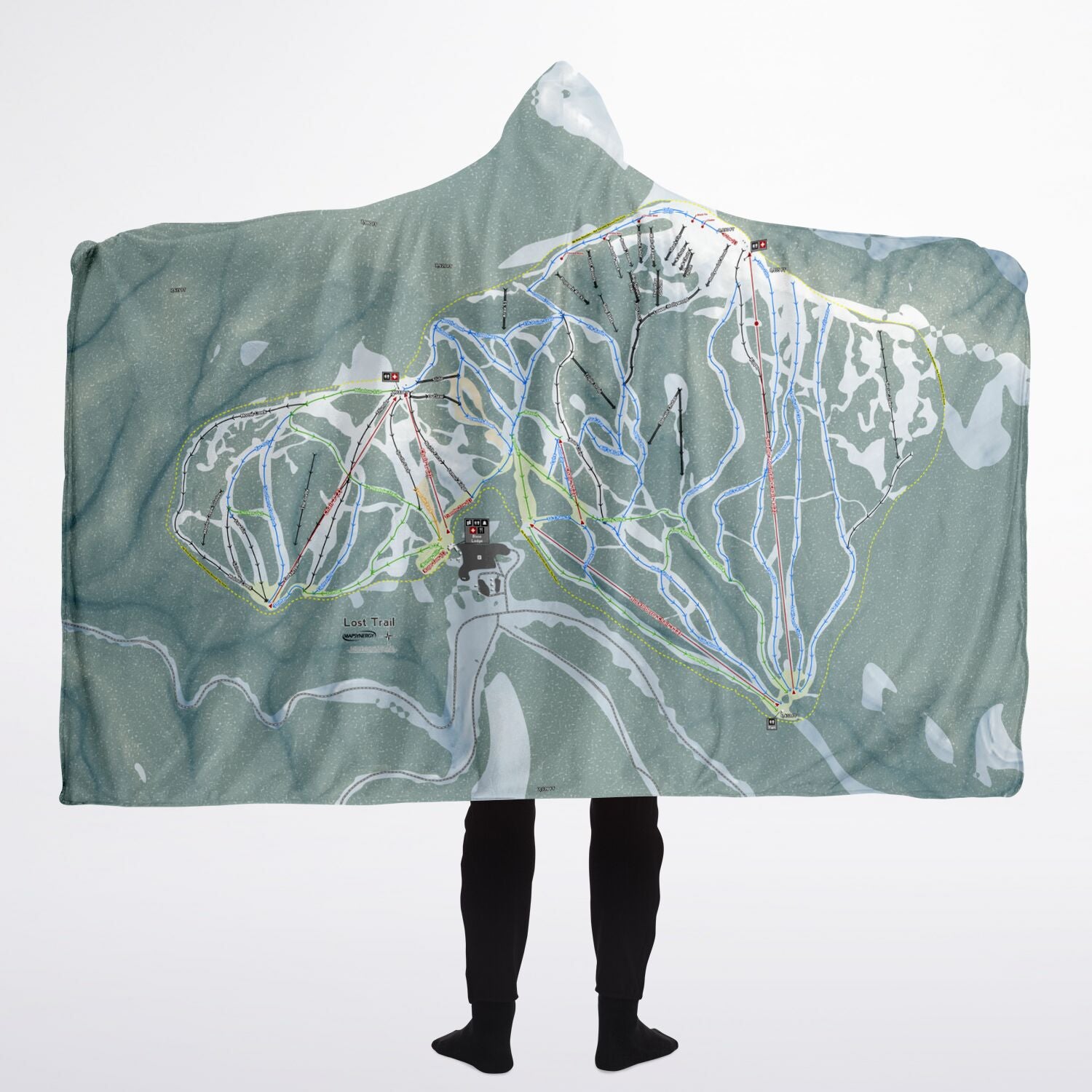 Lost Trail, Montana Ski Trail Map - Adult Hooded Blanket