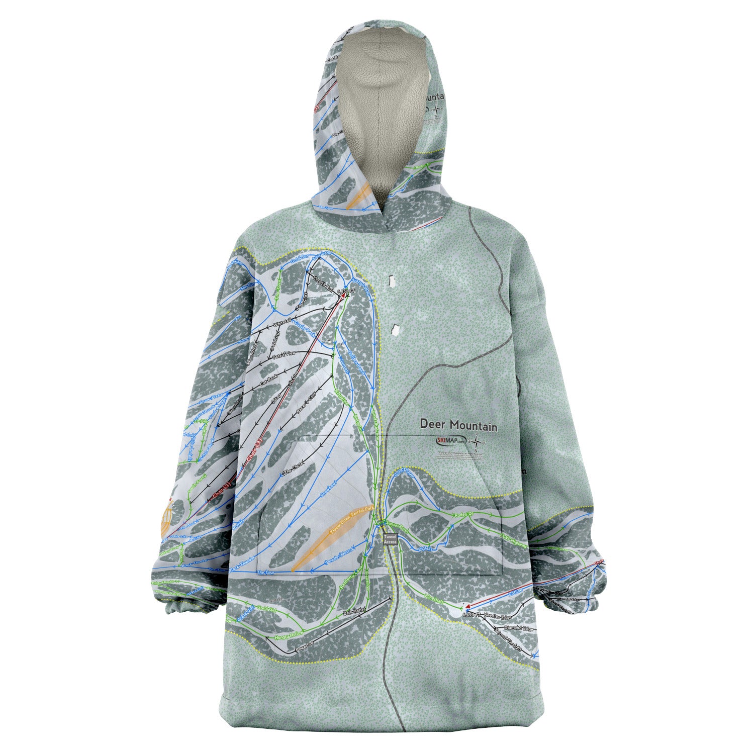 Deer Mountain, South Dakota Ski Trail Map - Snug Hoodie