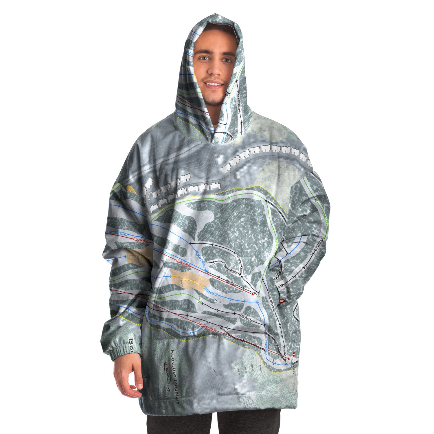 Bousquet, Massachusetts Ski Trail Map Snug Hoodie