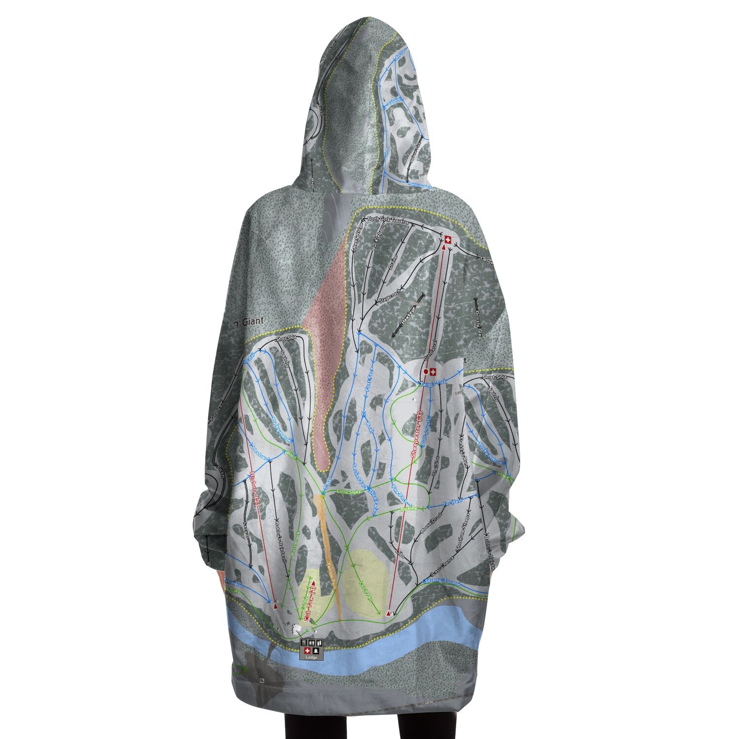 Sleeping Giant, Wyoming Ski Trail Map Snug Hoodie