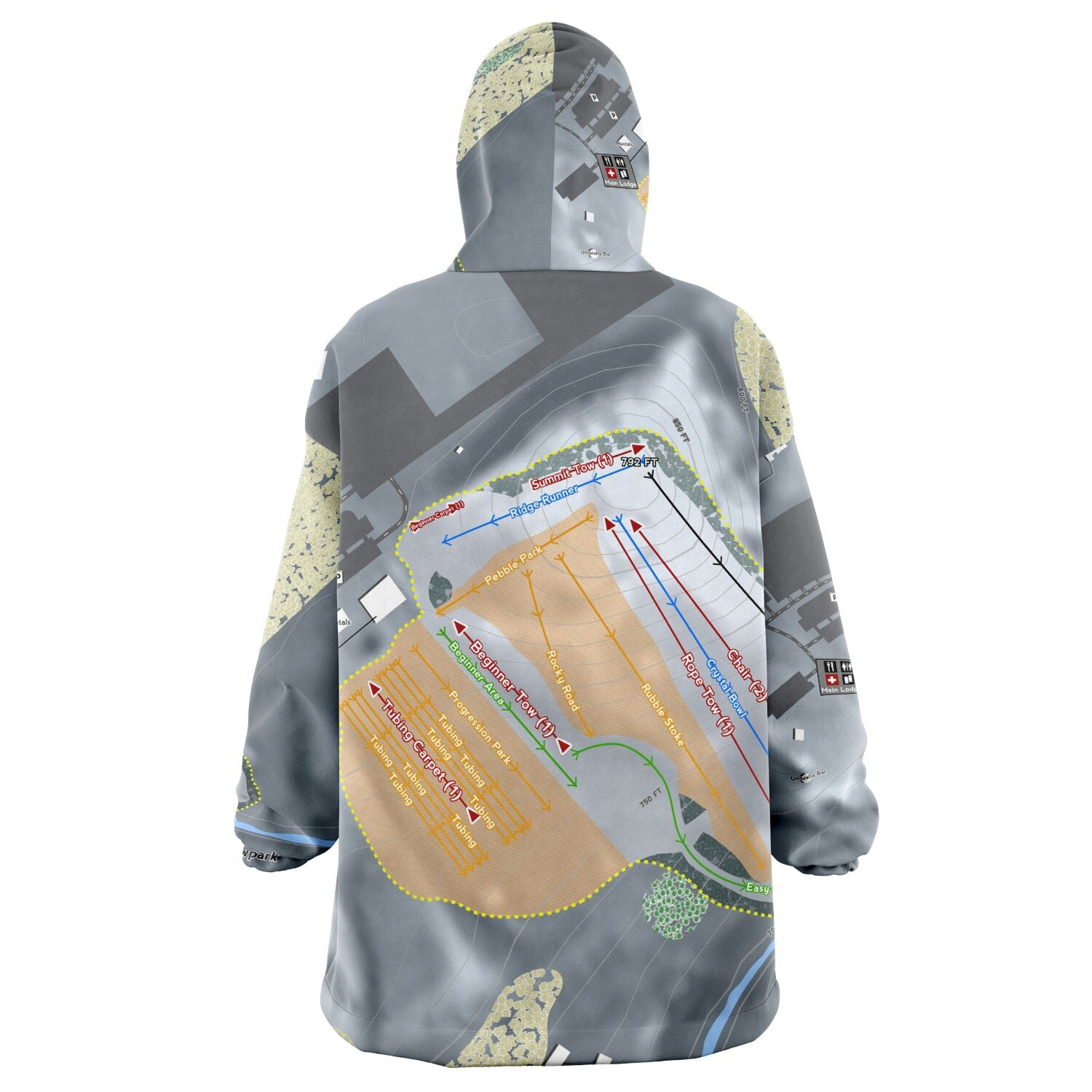 The Rock Snowpark, Wisconsin Ski Trail Map - Snug Hoodie