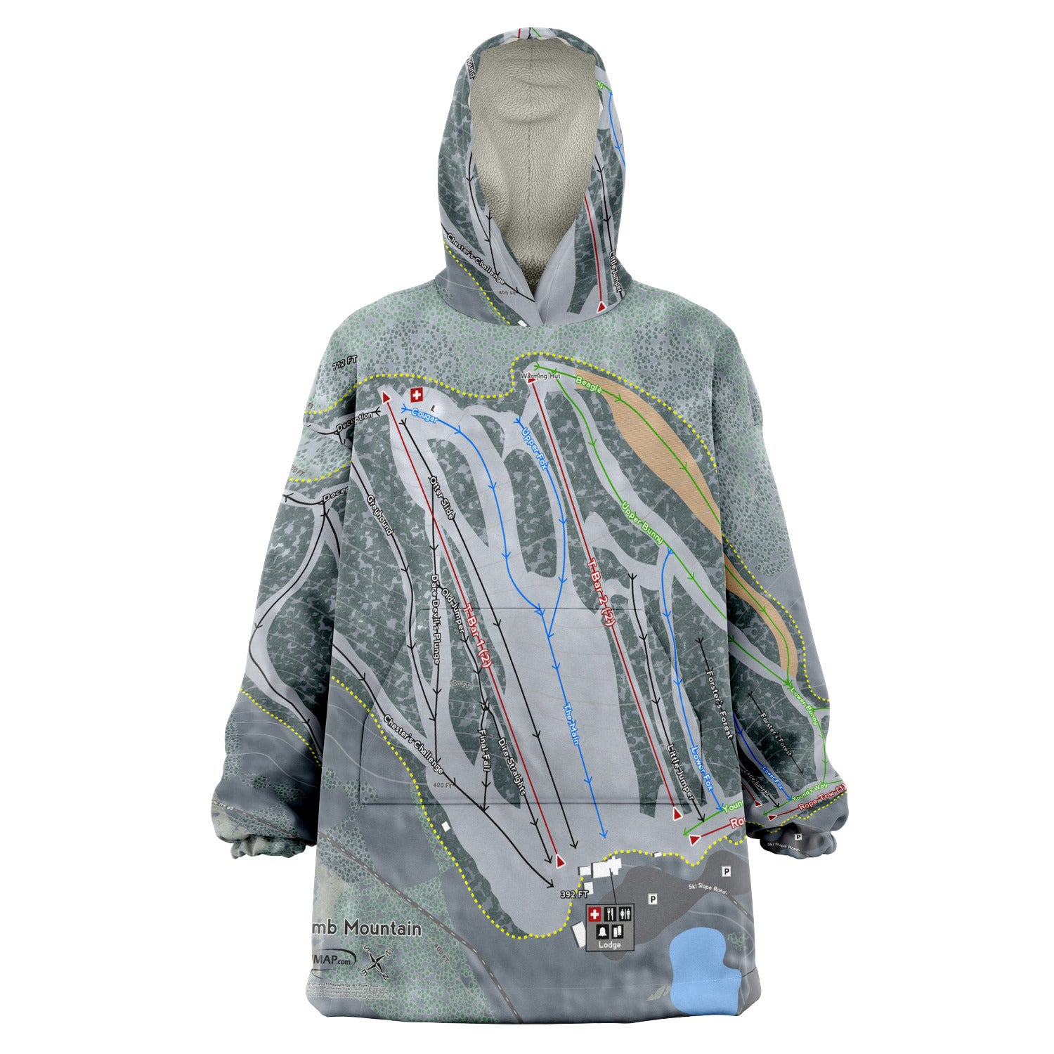 Titcomb Mountain, Maine Ski Trail Map - Snug Hoodie