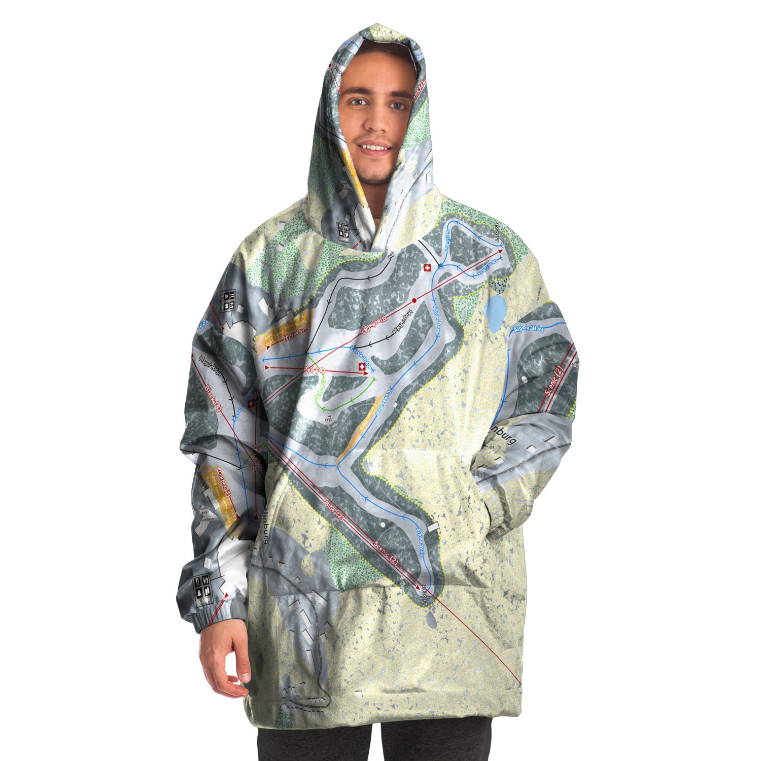 Ober Gatlinburg, Tennessee Ski Trail Map - Snug Hoodie