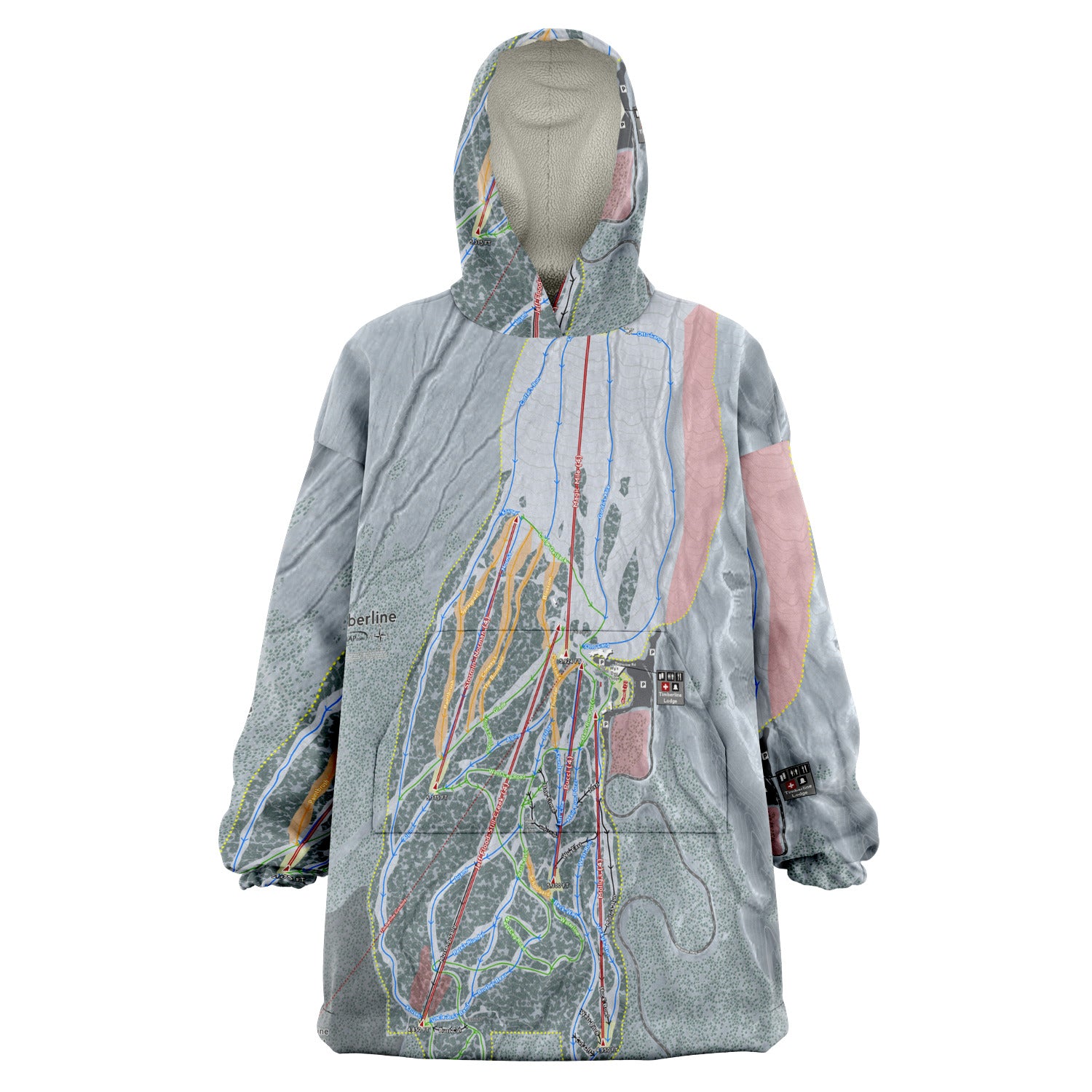 Timberline, Oregon Ski Trail Map Snug Hoodie