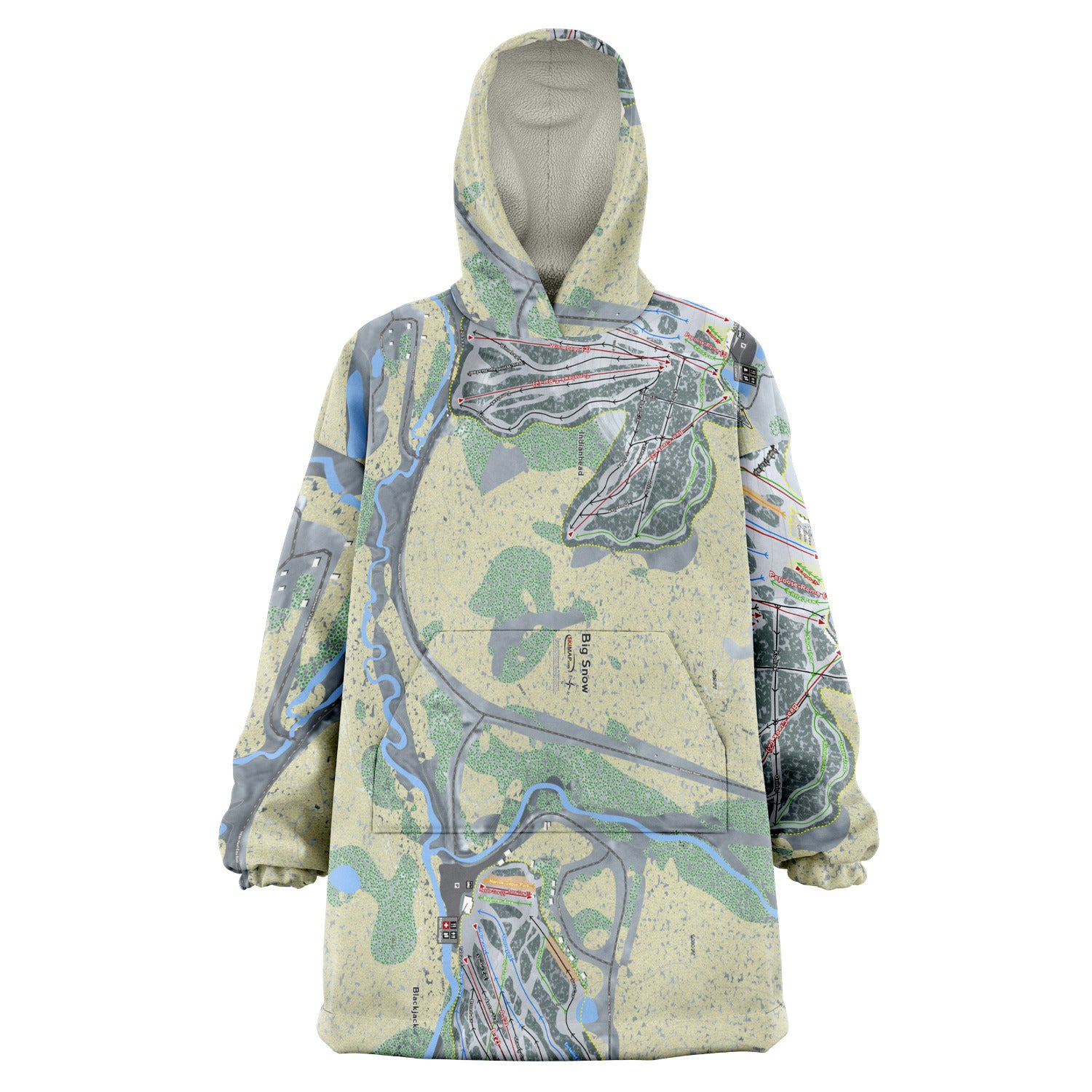 Big Snow, Michigan Ski Trail Map Snug Hoodie