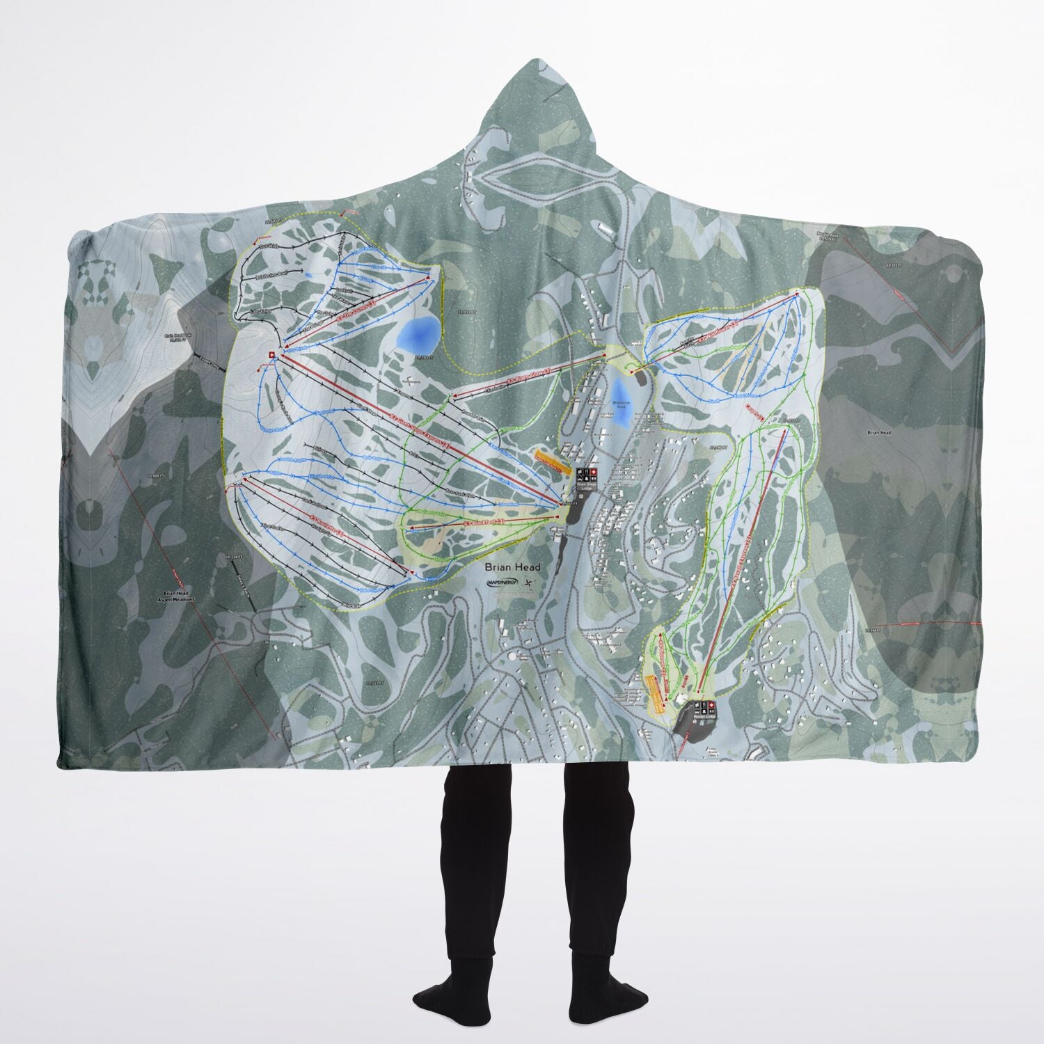 Brian Head, Utah Ski Trail Map - Adult Hooded Blanket