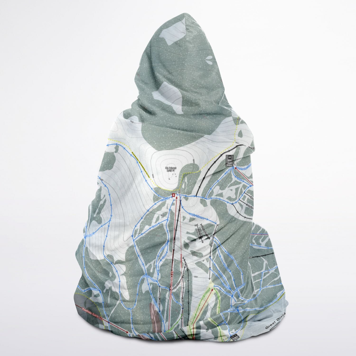 Great Divide, Montana Ski Trail Map - Youth Hooded Blanket