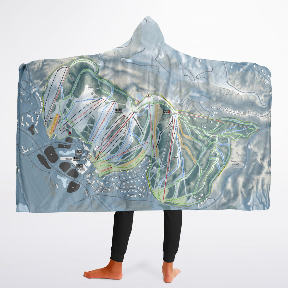 Boyne Mountain, Michigan Ski Trail Map - Youth Hooded Blanket