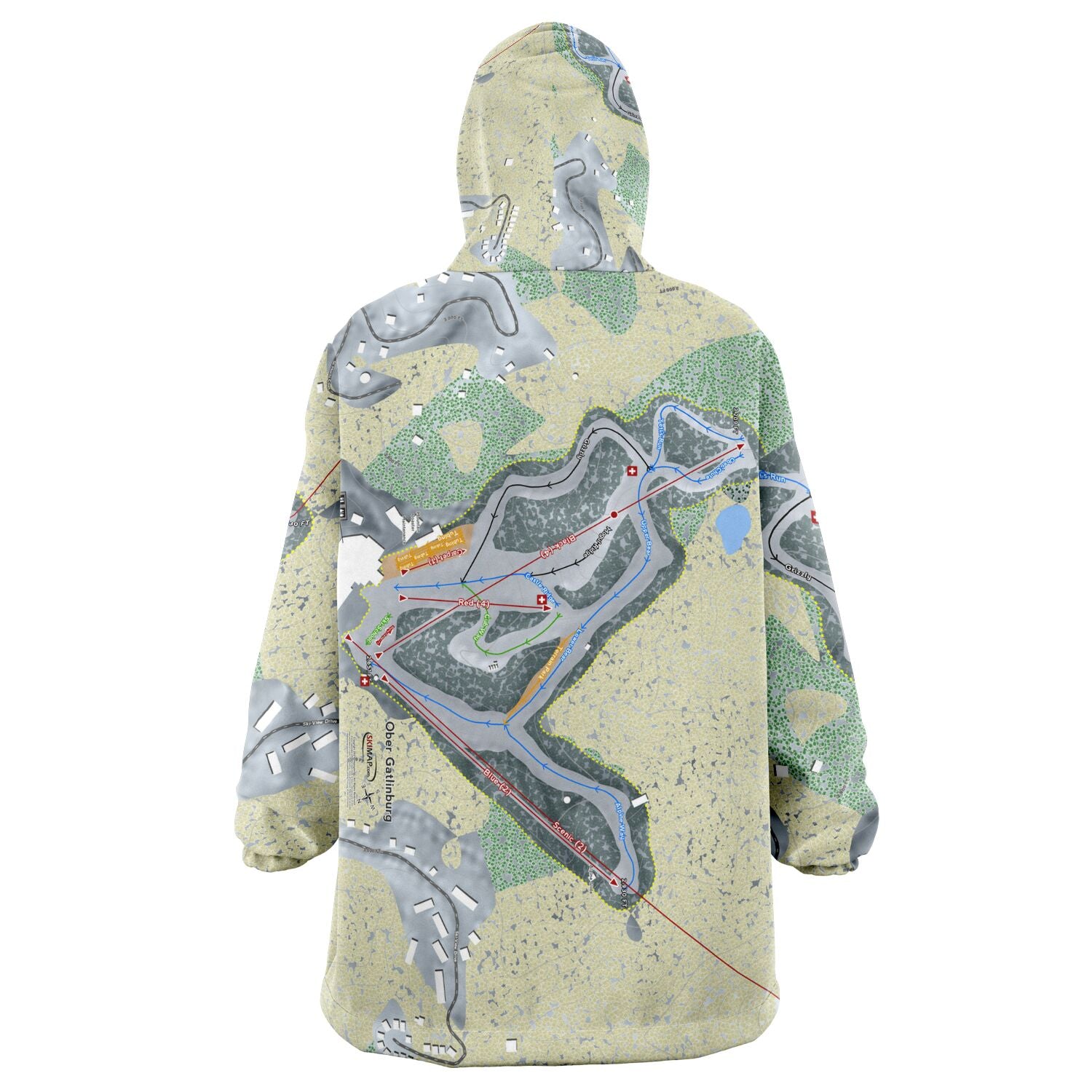 Ober Gatlinburg, Tennessee Ski Trail Map - Snug Hoodie