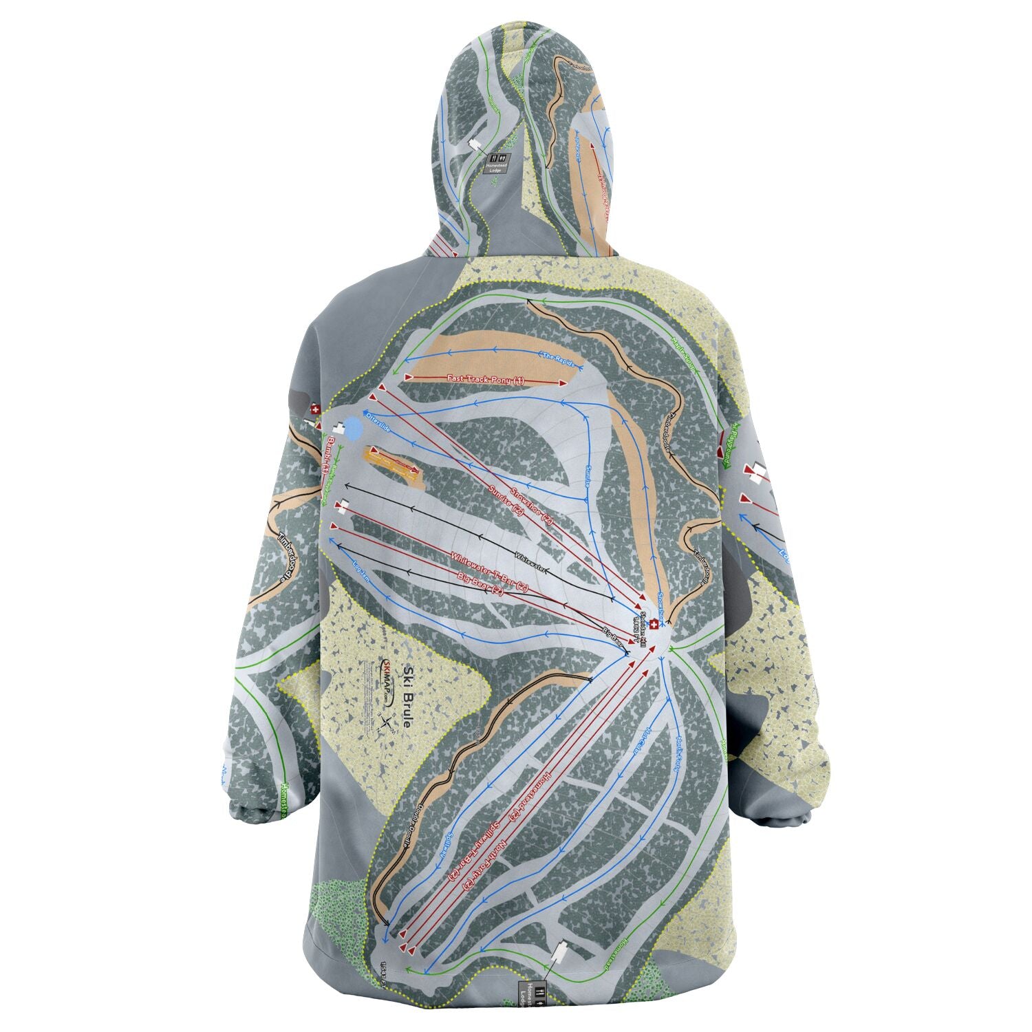 Ski Brule, Michigan Ski Trail Map Snug Hoodie