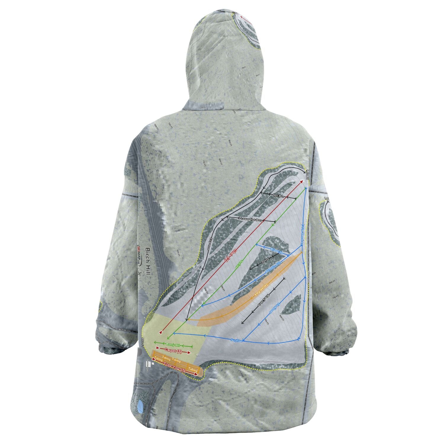 Birch Hill, Alaska Ski Trail Map Snug Hoodie