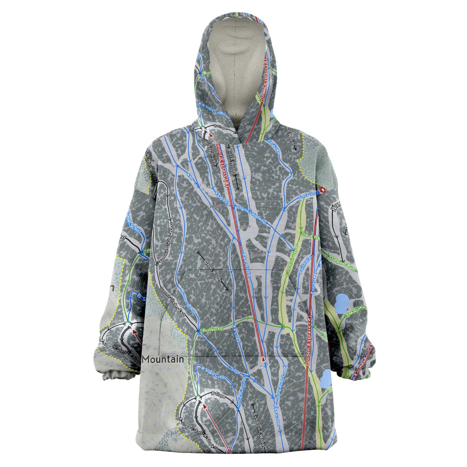 Pico Mountain, Vermont Ski Trail Map - Snug Hoodie