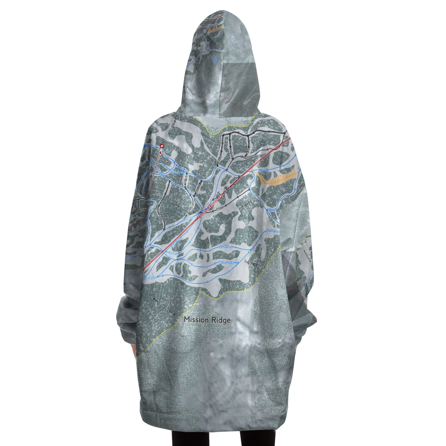 Mission Ridge, Washington Ski Trail Map - Snug Hoodie