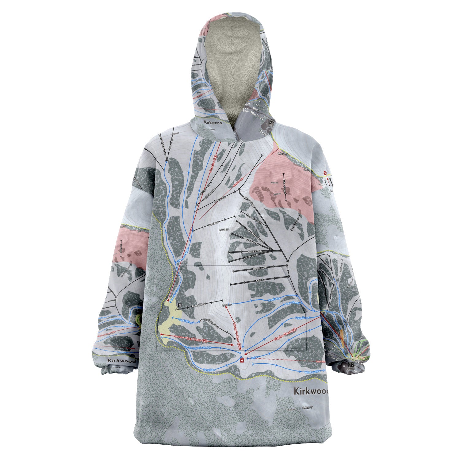 Kirkwood, California Ski Trail Map - Snug Hoodie