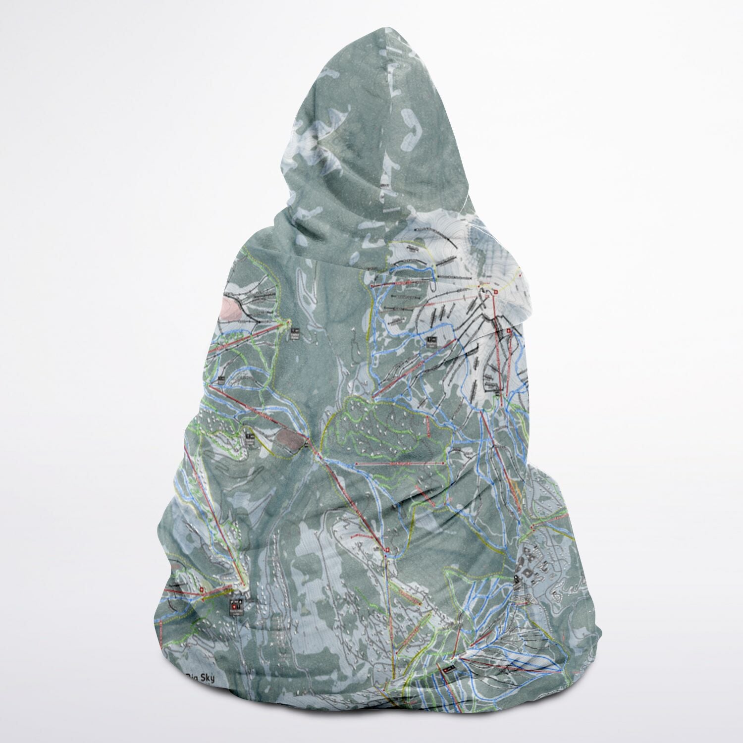 Big SkyCombo, Montana Ski Trail Map - Youth Hooded Blanket