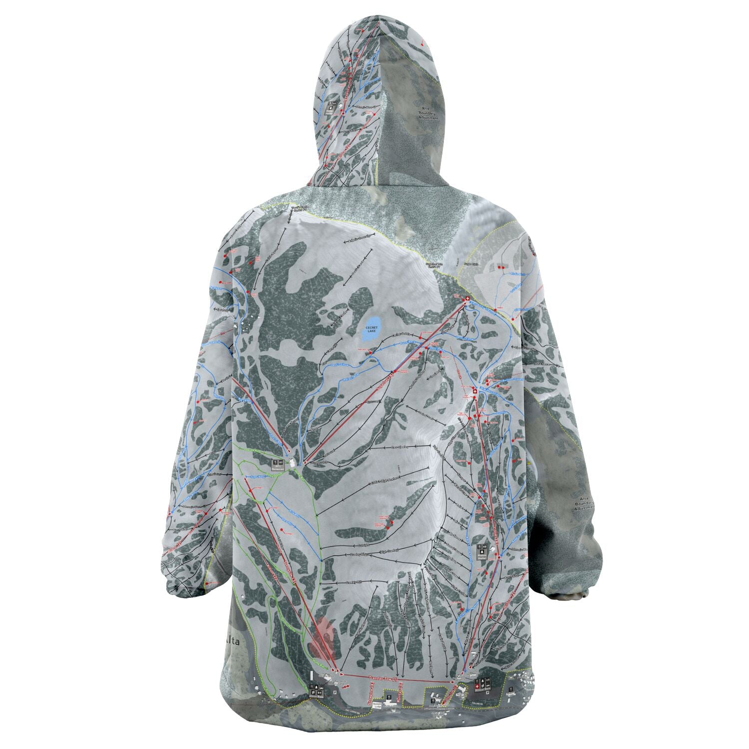 Alta, Utah Ski Trail Map - Snug Hoodie