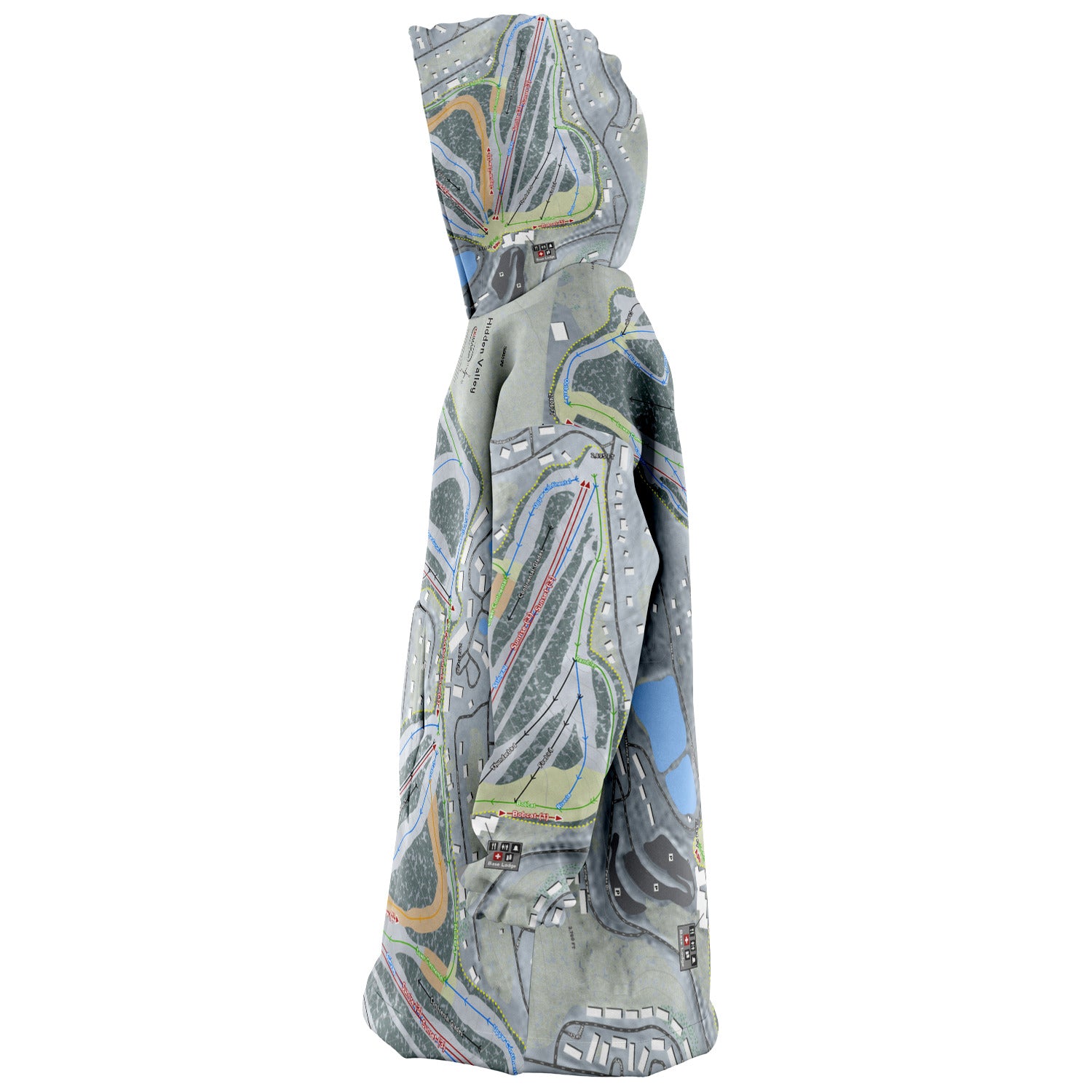 Hidden Valley, Missouri Ski Trail Map Snug Hoodie