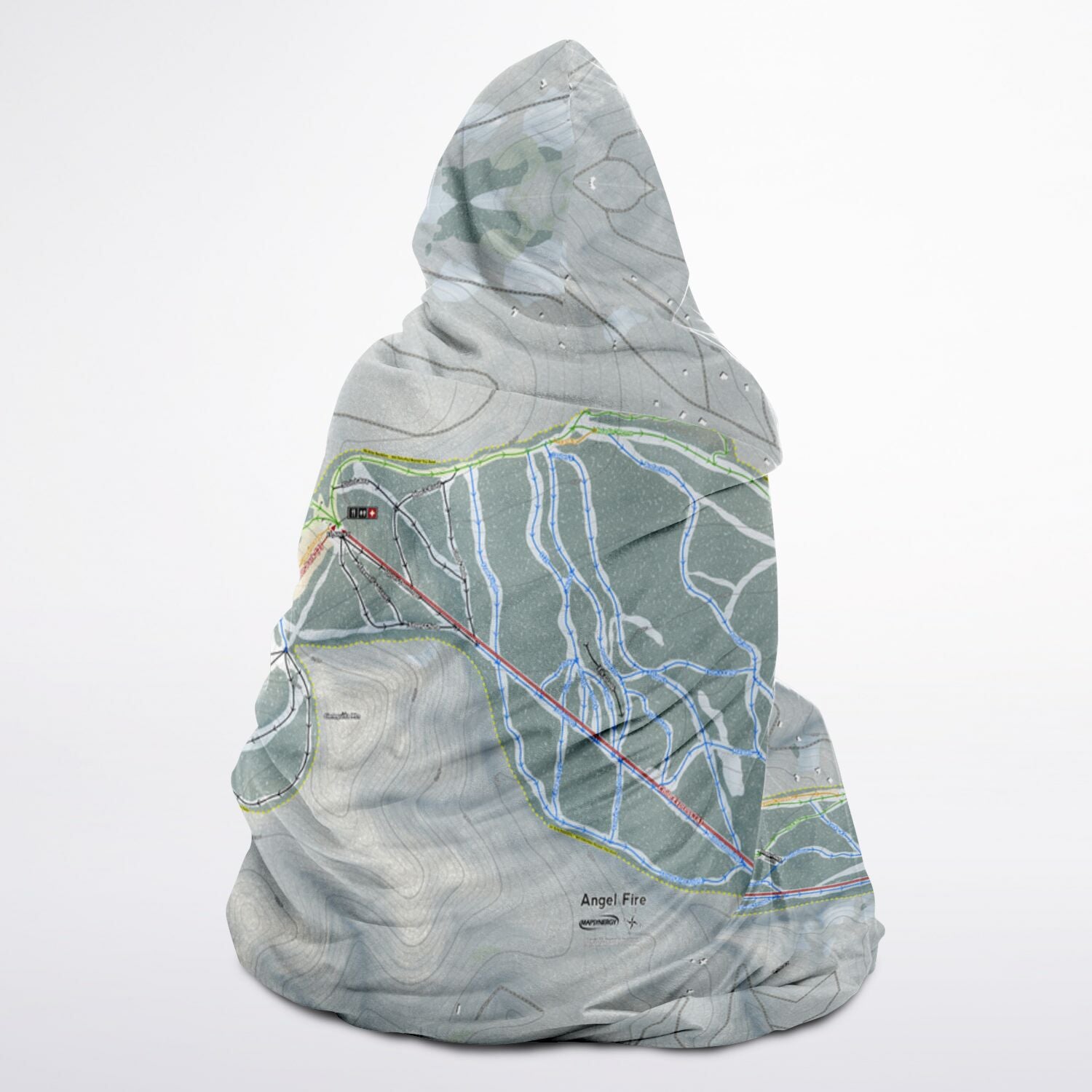 Angel Fire, New Mexico Ski Trail Map - Adult Hooded Blanket