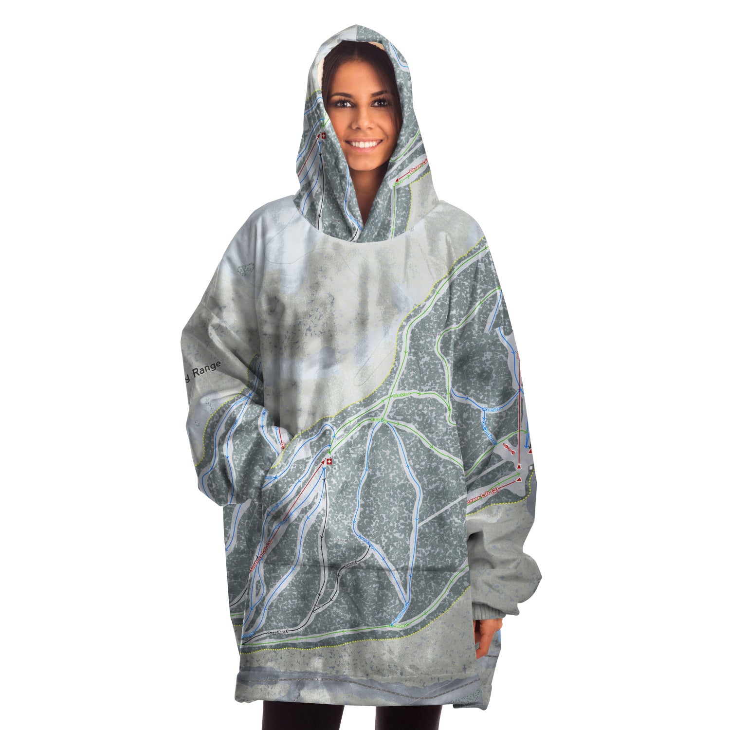 Snowy Range, Wyoming Ski Trail Map Snug Hoodie