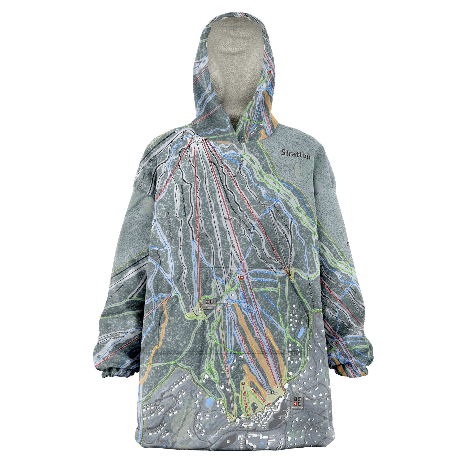 Stratton, Vermont Ski Trail Map - Snug Hoodie