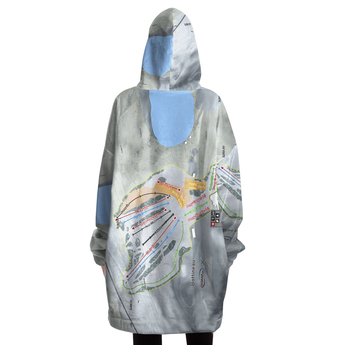 Bottineau, North Dakota Ski Trail Map Snug Hoodie