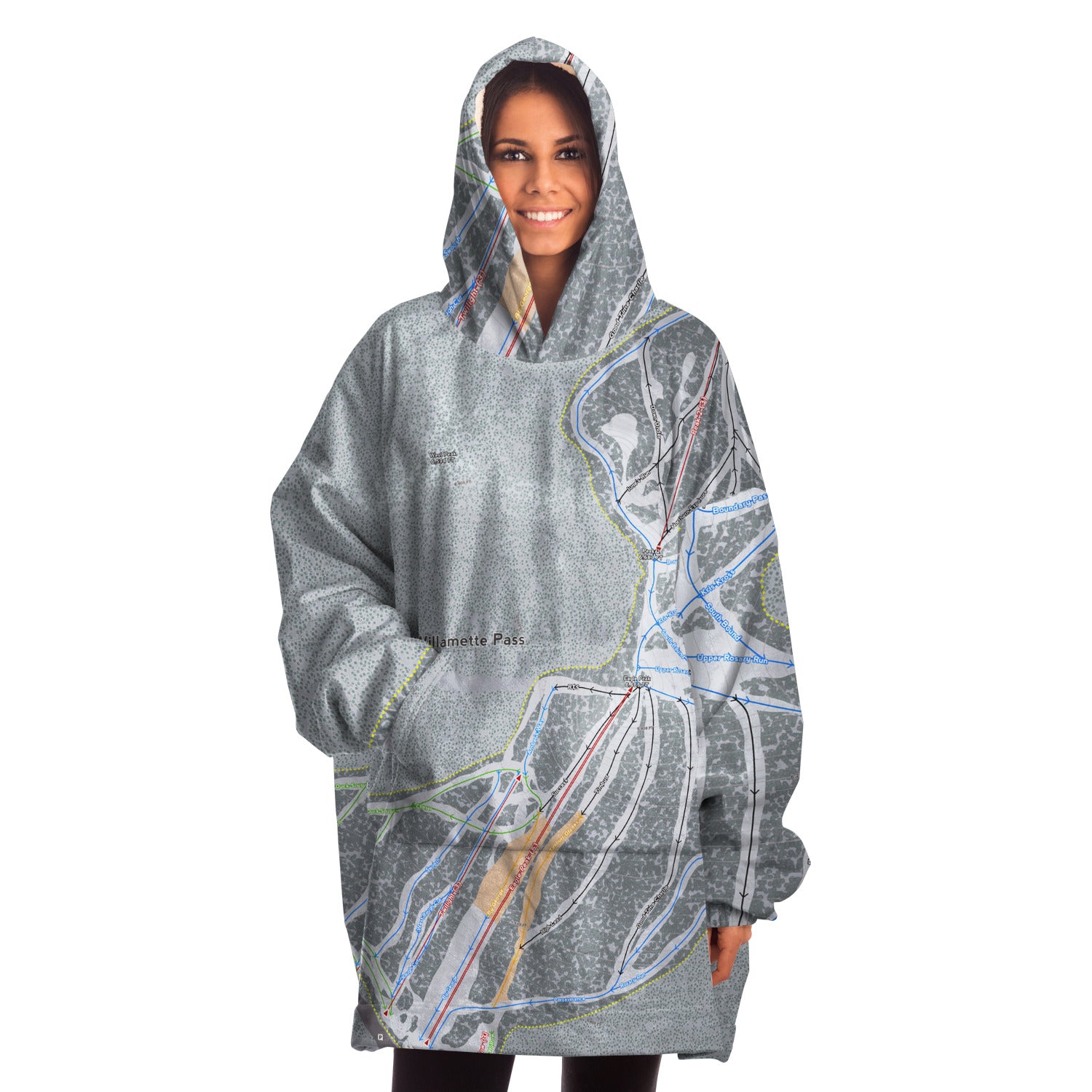 Willamette Pass, Oregon Ski Trail Map Snug Hoodie