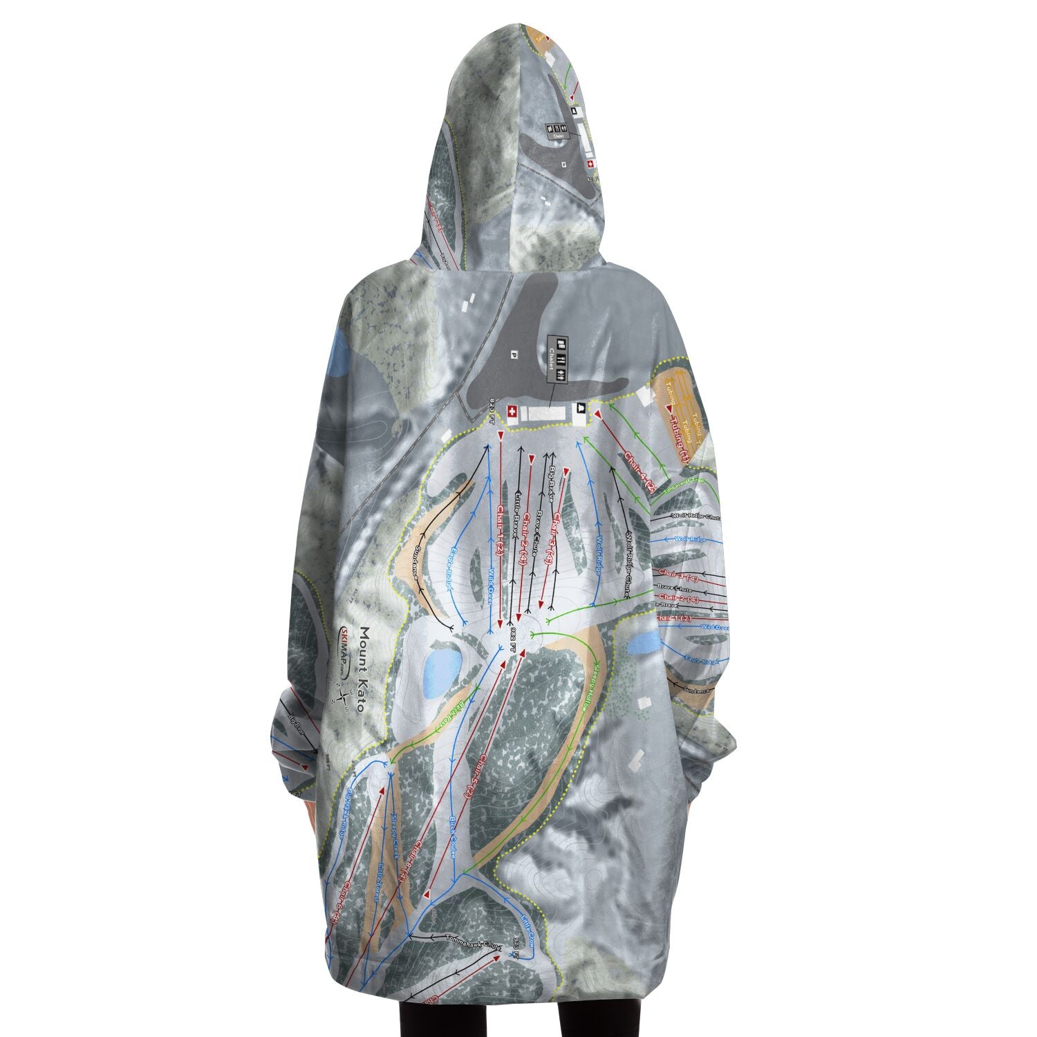 Mount Kato, Minnesota Ski Trail Map Snug Hoodie