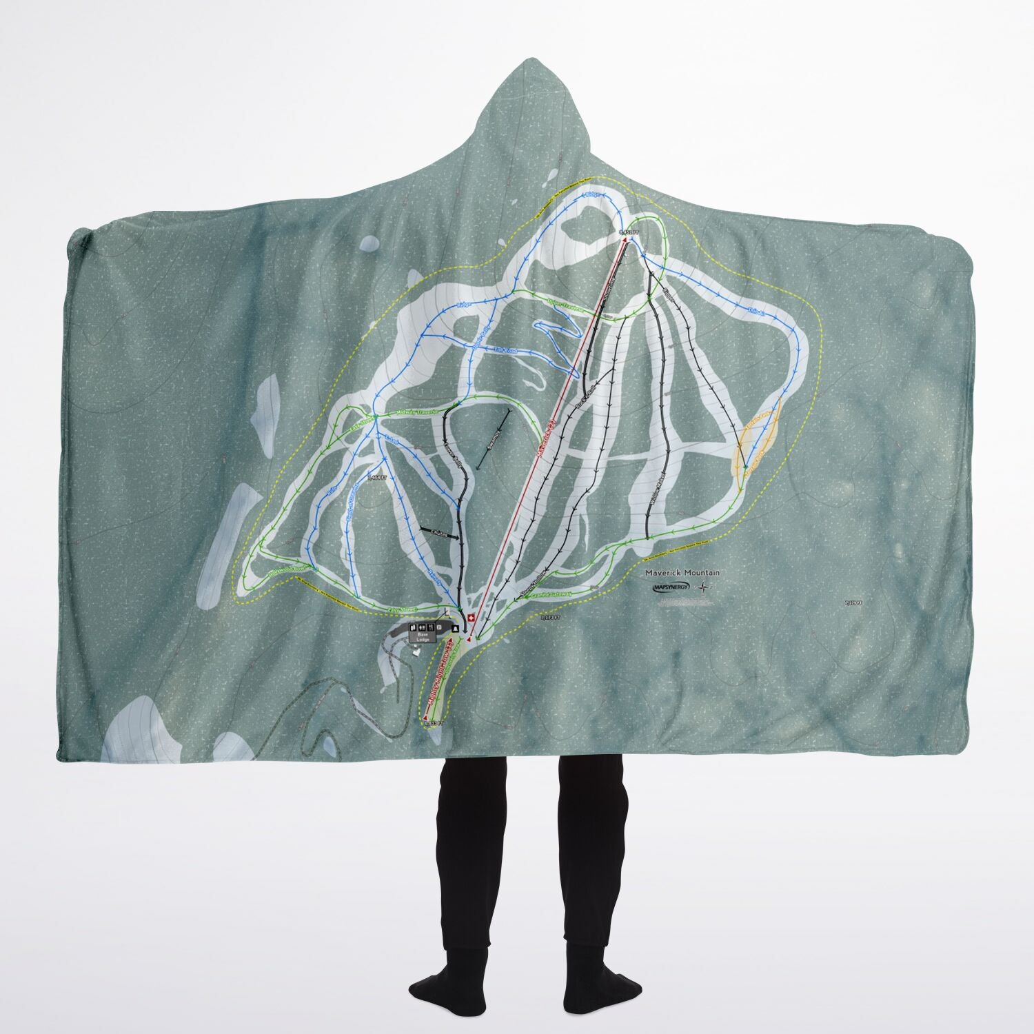 Maverick, Montana Ski Trail Map - Adult Hooded Blanket