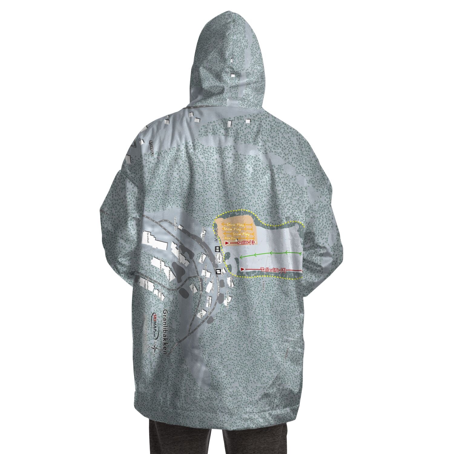 Granlibakken, California Ski Trail Map - Snug Hoodie