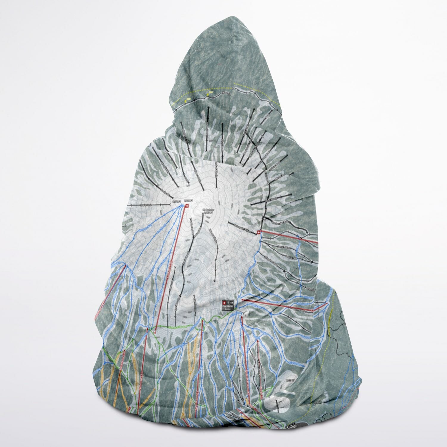 Mt Bachelor, Oregon Ski Trail Map - Youth Hooded Blanket